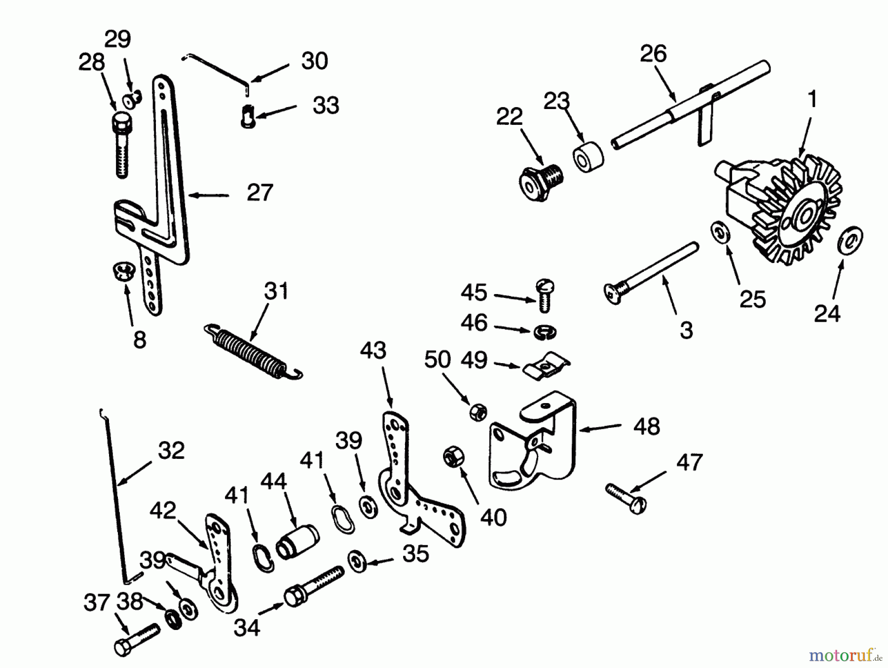 Toro Neu Mowers, Lawn & Garden Tractor Seite 1 73380 (312-8) - Toro 312-8 Garden Tractor, 1993 (3900001-3999999) GOVERNOR LINKAGE