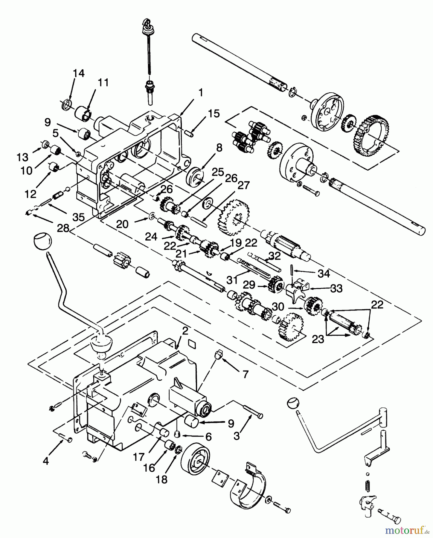 Toro Neu Mowers, Lawn & Garden Tractor Seite 1 73380 (312-8) - Toro 312-8 Garden Tractor, 1993 (3900001-3999999) TRANSMISSION 8-SPEED #1