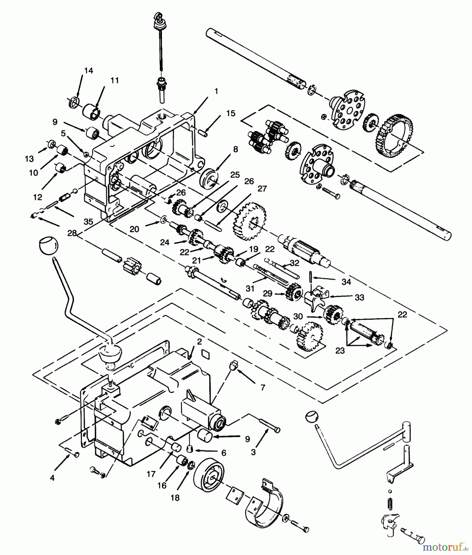 Toro Neu Mowers, Lawn & Garden Tractor Seite 1 73380 (312-8) - Toro 312-8 Garden Tractor, 1994 (4900001-4999999) TRANSMISSION 8-SPEED #1