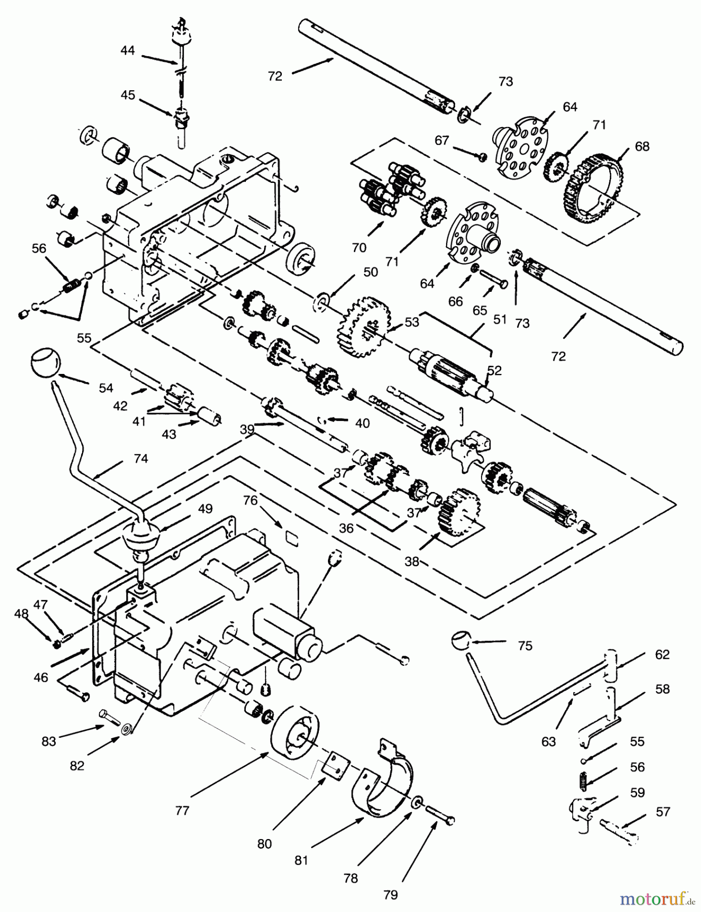  Toro Neu Mowers, Lawn & Garden Tractor Seite 1 73400 (314-8) - Toro 314-8 Garden Tractor, 1996 (SN 6900001-6999999) TRANSMISSION 8-SPEED #2