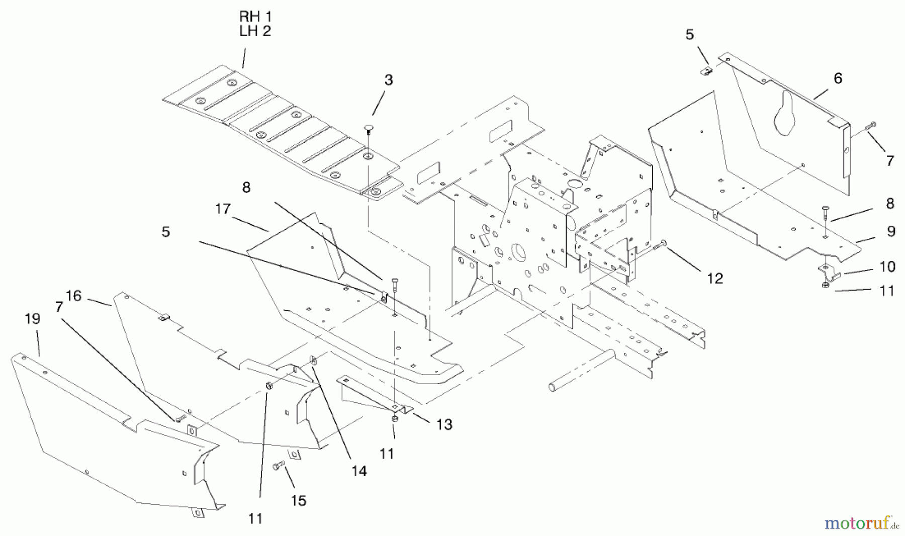  Toro Neu Mowers, Lawn & Garden Tractor Seite 1 73423 (416-H) - Toro 416-H Garden Tractor, 1997 (7900001-7999999) FOOTREST & HOODSTAND SIDE COVERS