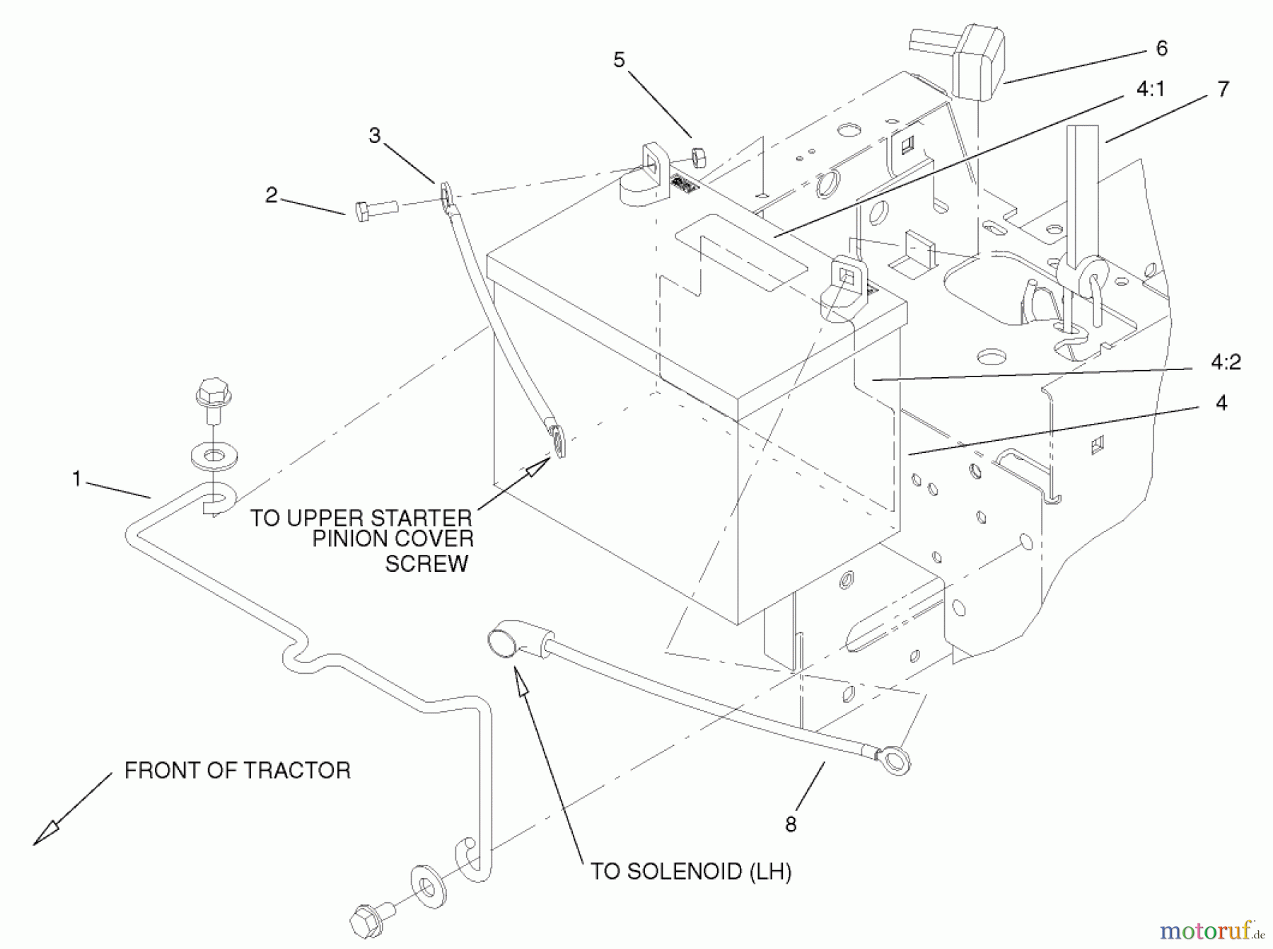  Toro Neu Mowers, Lawn & Garden Tractor Seite 1 73450 - Toro GT Classic Garden Tractor, 2005 (250000001-250999999) BATTERY ASSEMBLY