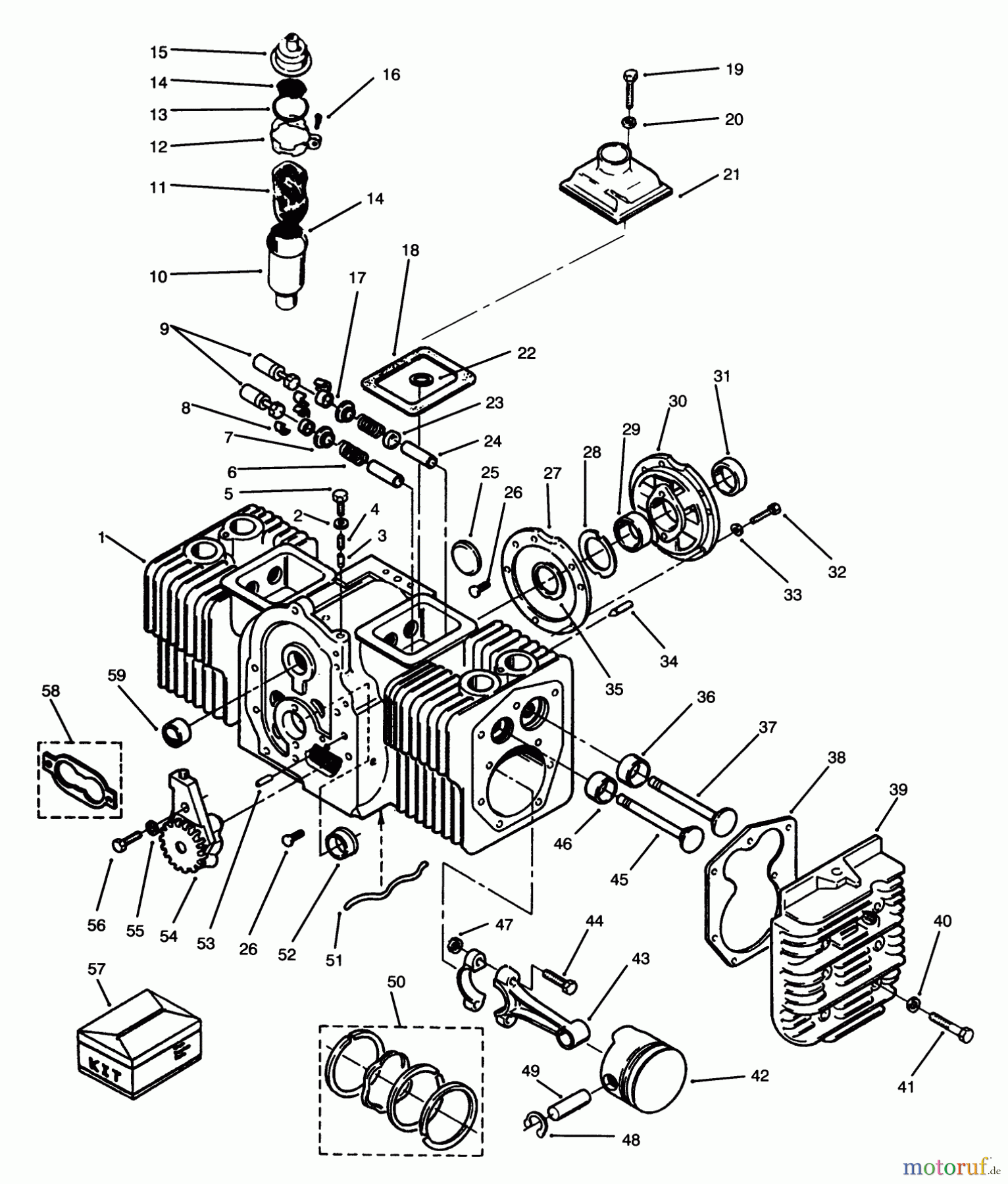  Toro Neu Mowers, Lawn & Garden Tractor Seite 1 73501 (520-H) - Toro 520-H Garden Tractor, 1995 (59000001-59000411) ENGINE CYLINDER BLOCK