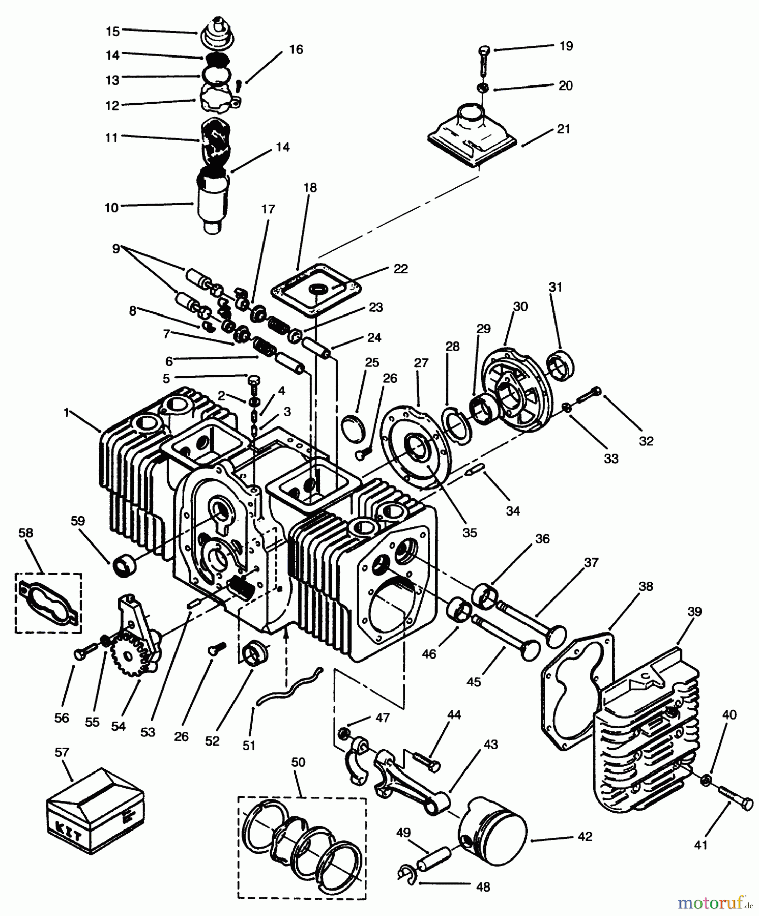  Toro Neu Mowers, Lawn & Garden Tractor Seite 1 73501 (520-H) - Toro 520-H Garden Tractor, 1996 (69000001-69999999) ENGINE CYLINDER BLOCK