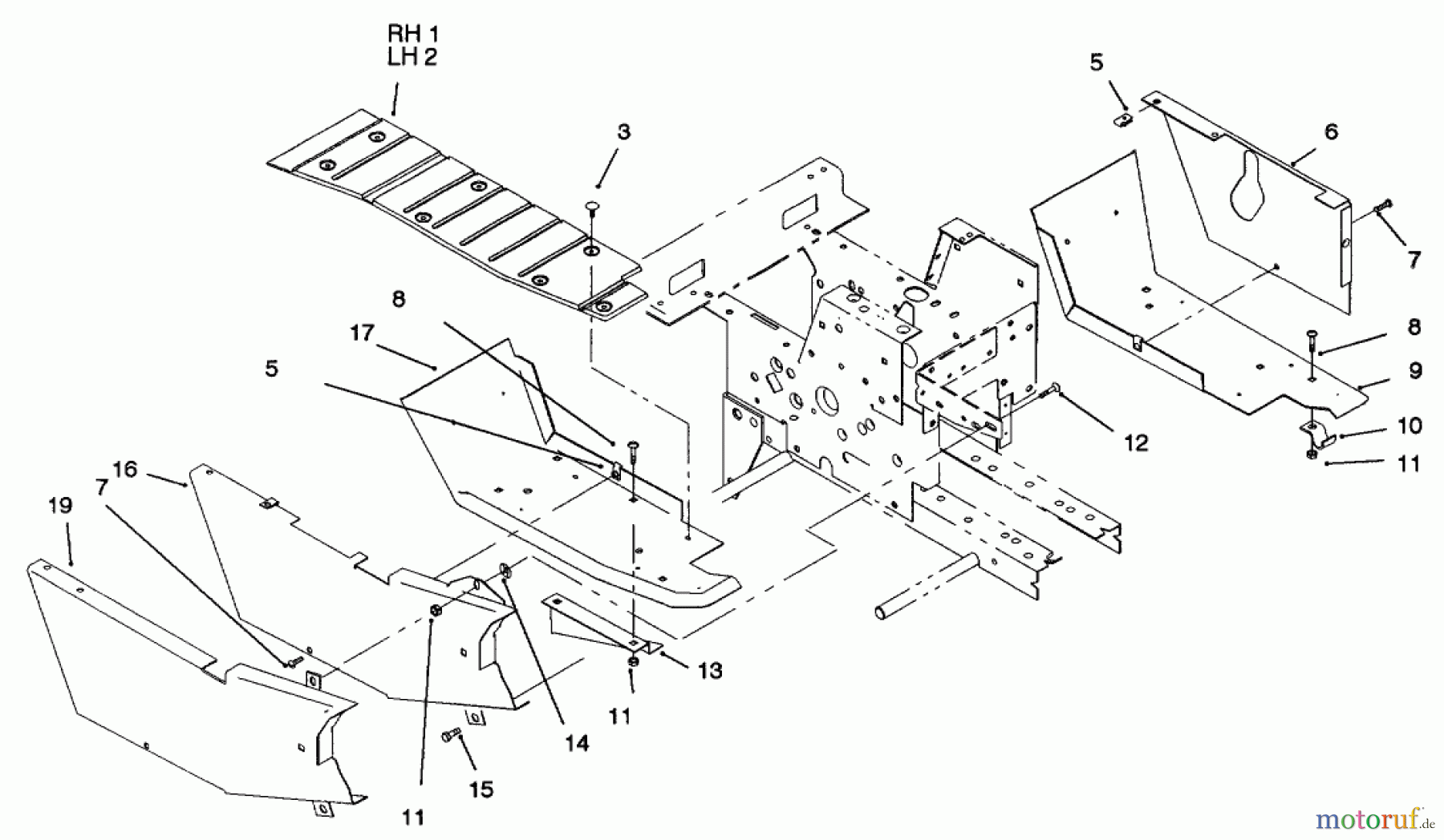 Toro Neu Mowers, Lawn & Garden Tractor Seite 1 73521 (520-H) - Toro 520-H Garden Tractor, 1997 (7900001-7999999) FOOTREST & HOODSTAND SIDE COVERS