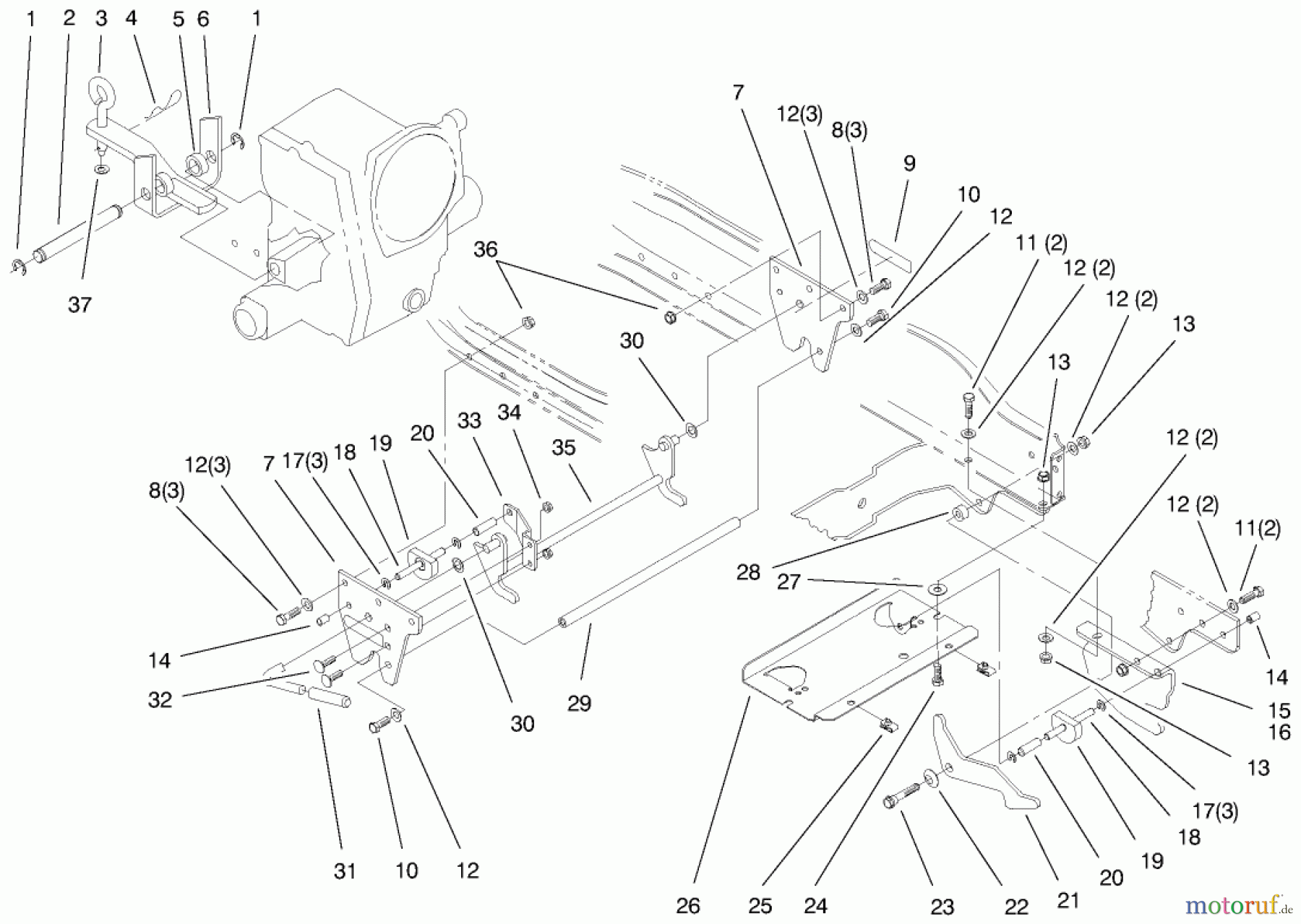  Toro Neu Mowers, Lawn & Garden Tractor Seite 1 73561 (522xi) - Toro 522xi Garden Tractor, 2000 (200000201-200999999) ATTACH-A-MATIC & HITCH ASSEMBLY