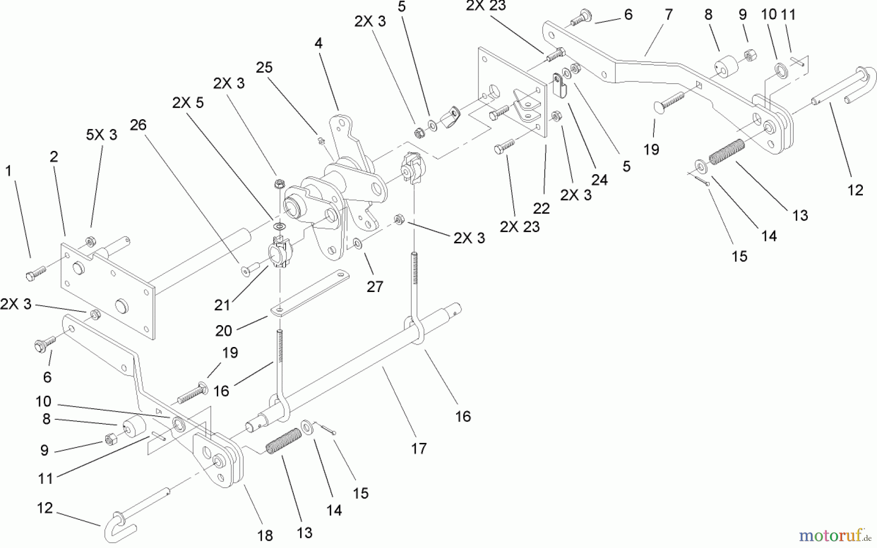 Toro Neu Mowers, Lawn & Garden Tractor Seite 1 73561 (550) - Toro 550 Garden Tractor, 2005 (250000001-250999999) HYDRO LIFT LOWER ASSEMBLY