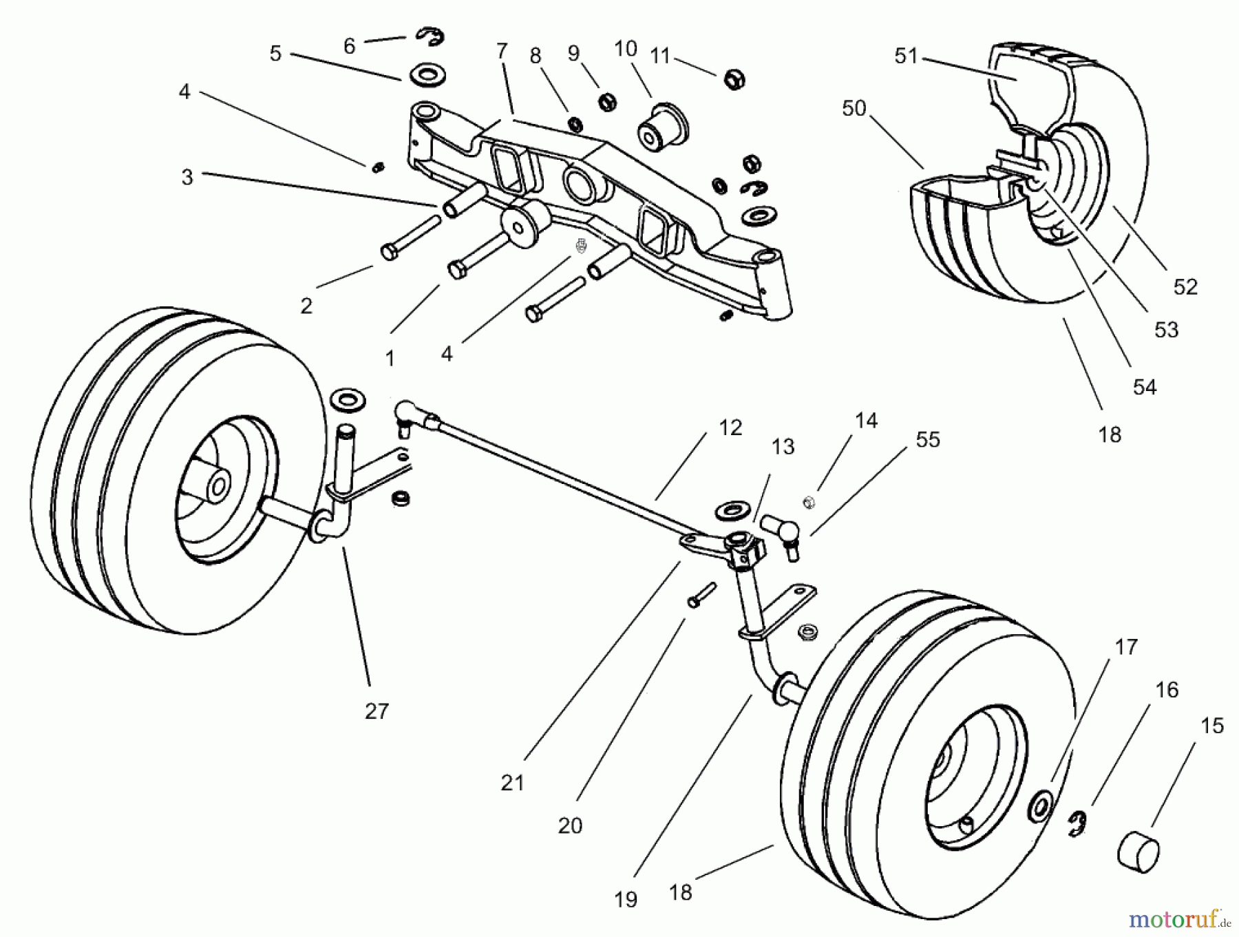  Toro Neu Mowers, Lawn & Garden Tractor Seite 1 74570 (170-DH) - Toro 170-DH Lawn Tractor, 2000 (200000001-200999999) FRONT AXLE ASSEMBLY