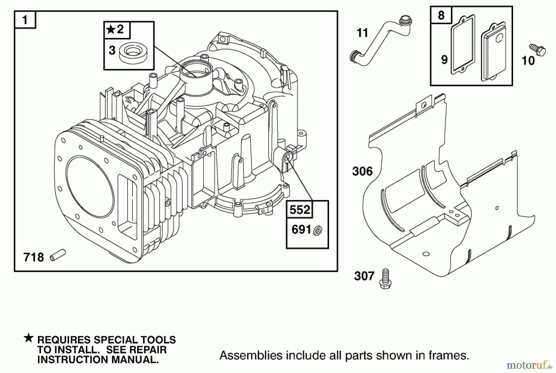  Toro Neu Mowers, Lawn & Garden Tractor Seite 1 74570 (DH 210) - Toro DH 210 Lawn Tractor, 2006 (260000001-260999999) CYLINDER ASSEMBLY BRIGGS AND STRATTON 311777-0151-E1
