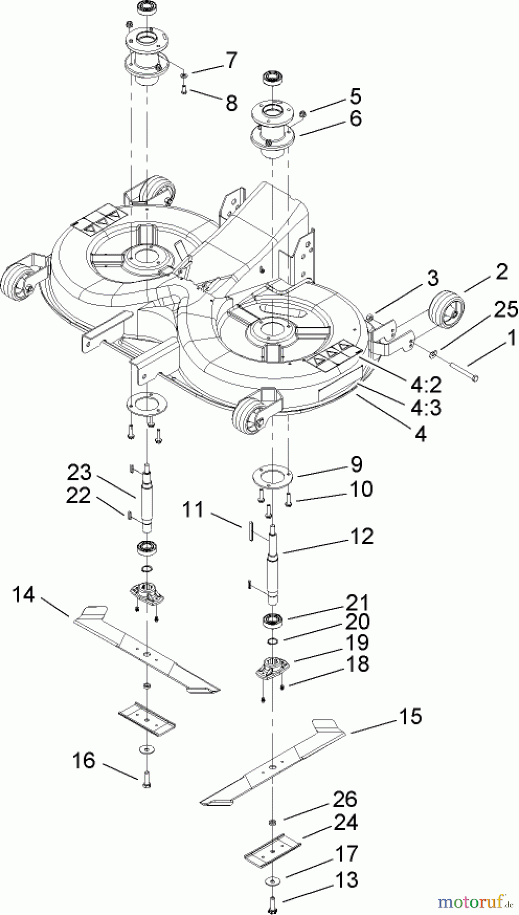  Toro Neu Mowers, Lawn & Garden Tractor Seite 1 74573 (DH 200) - Toro DH 200 Lawn Tractor, 2008 (280000001-280999999) DECK HOUSING ASSEMBLY