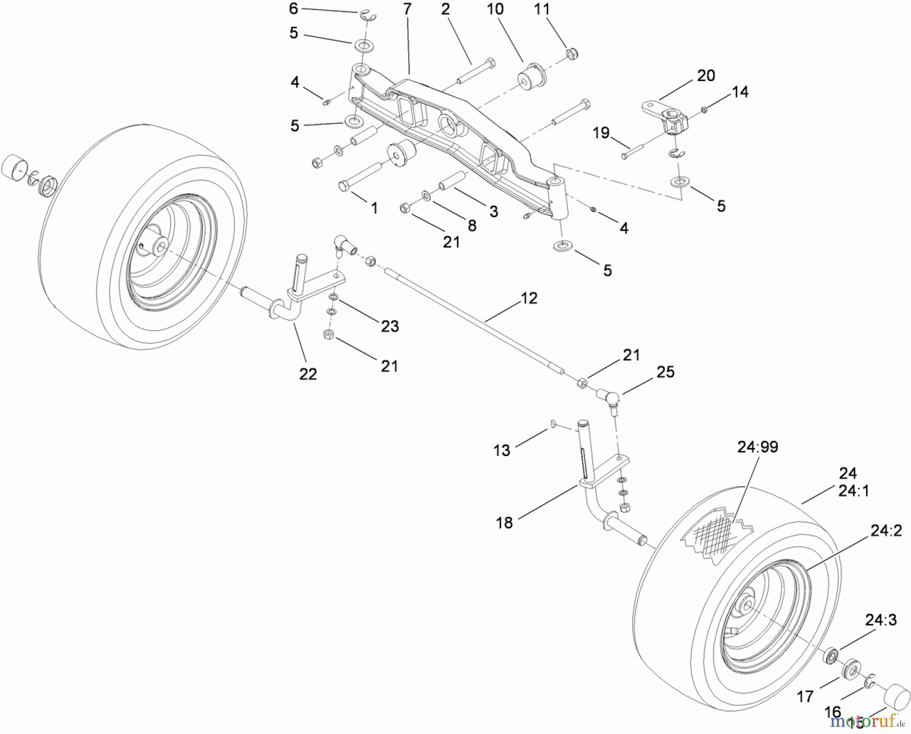 Toro Neu Mowers, Lawn & Garden Tractor Seite 1 74582 (DH 210) - Toro DH 210 Lawn Tractor, 2010 (310000001-310999999) FRONT AXLE ASSEMBLY