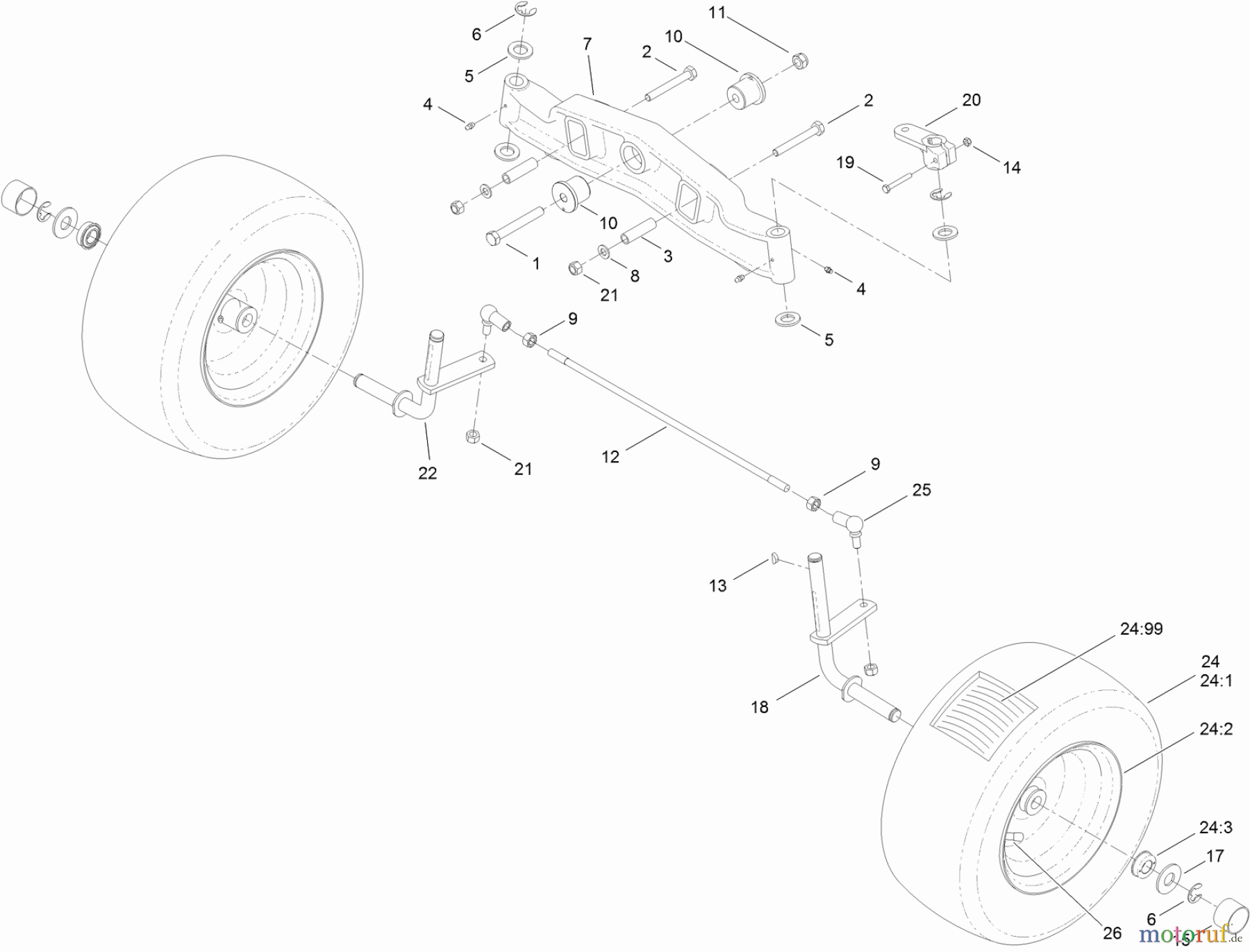  Toro Neu Mowers, Lawn & Garden Tractor Seite 1 74582 (DH 210) - Toro DH 210 Lawn Tractor, 2011 (311000001-311999999) FRONT AXLE ASSEMBLY