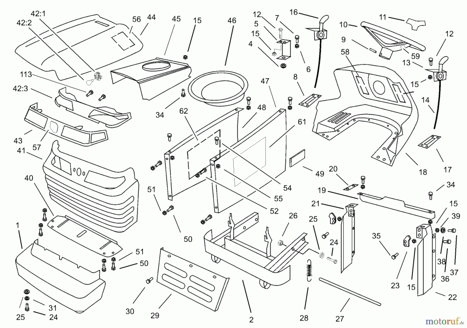  Toro Neu Mowers, Lawn & Garden Tractor Seite 1 74590 (190-DH) - Toro 190-DH Lawn Tractor, 2000 (200000001-200999999) BODY ASSEMBLY #2