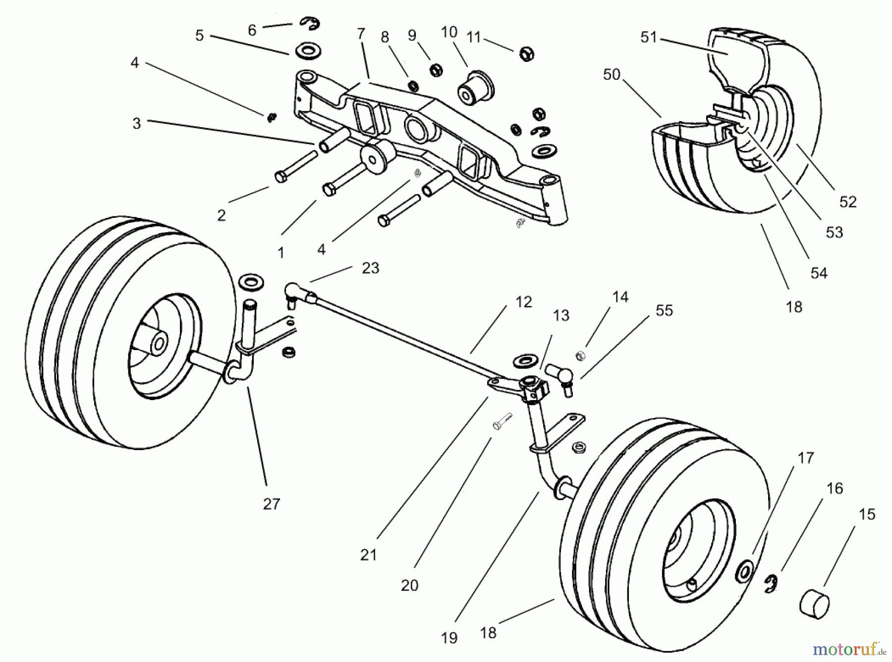 Toro Neu Mowers, Lawn & Garden Tractor Seite 1 74590 (190-DH) - Toro 190-DH Lawn Tractor, 2000 (200000001-200999999) FRONT AXLE ASSEMBLY