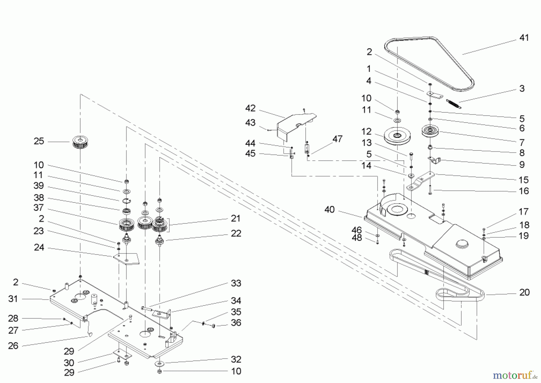  Toro Neu Mowers, Lawn & Garden Tractor Seite 1 74590 (190-DH) - Toro 190-DH Lawn Tractor, 2004 (240000001-240999999) CUTTING PAN AND DRIVE SYSTEM ASSEMBLY