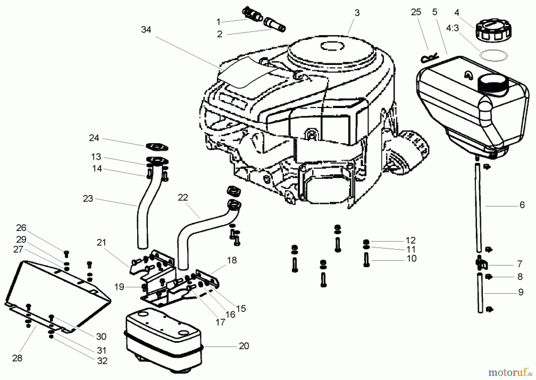  Toro Neu Mowers, Lawn & Garden Tractor Seite 1 74590 (190-DH) - Toro 190-DH Lawn Tractor, 2004 (240000001-240999999) ENGINE ASSEMBLY