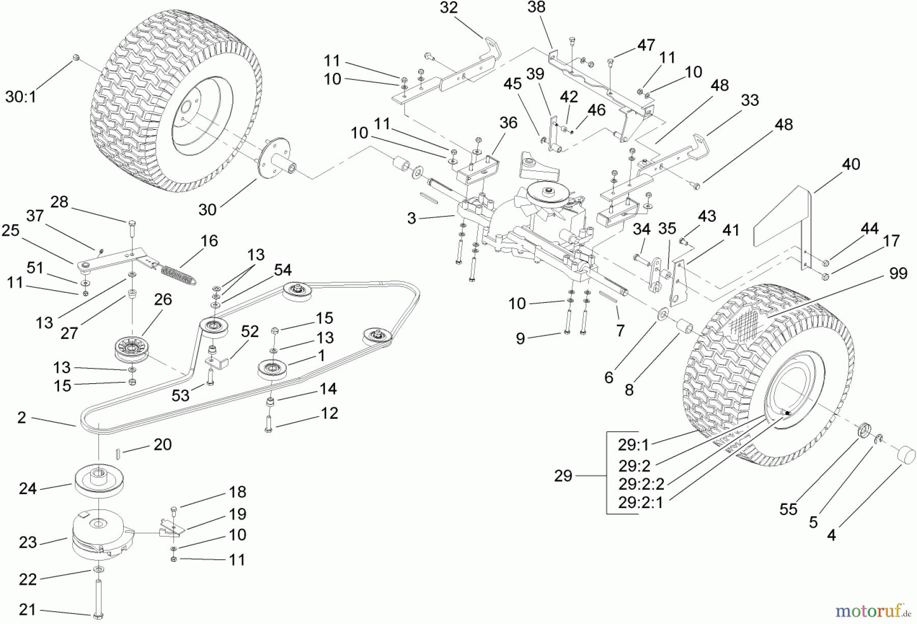  Toro Neu Mowers, Lawn & Garden Tractor Seite 1 74591 (DH 220) - Toro DH 220 Lawn Tractor, 2006 (260000001-260999999) TRANSMISSION DRIVE ASSEMBLY