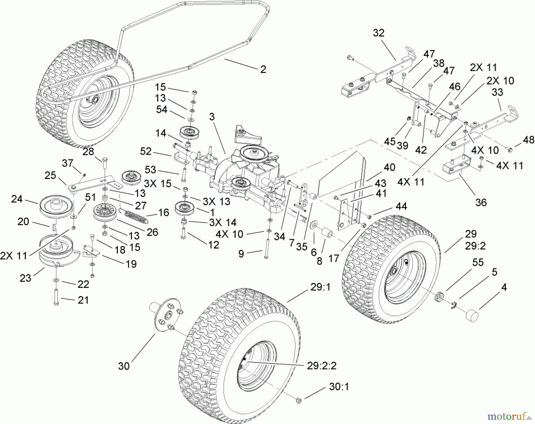  Toro Neu Mowers, Lawn & Garden Tractor Seite 1 74592 (DH 220) - Toro DH 220 Lawn Tractor, 2007 (270000652-270999999) TRANSMISSION ASSEMBLY
