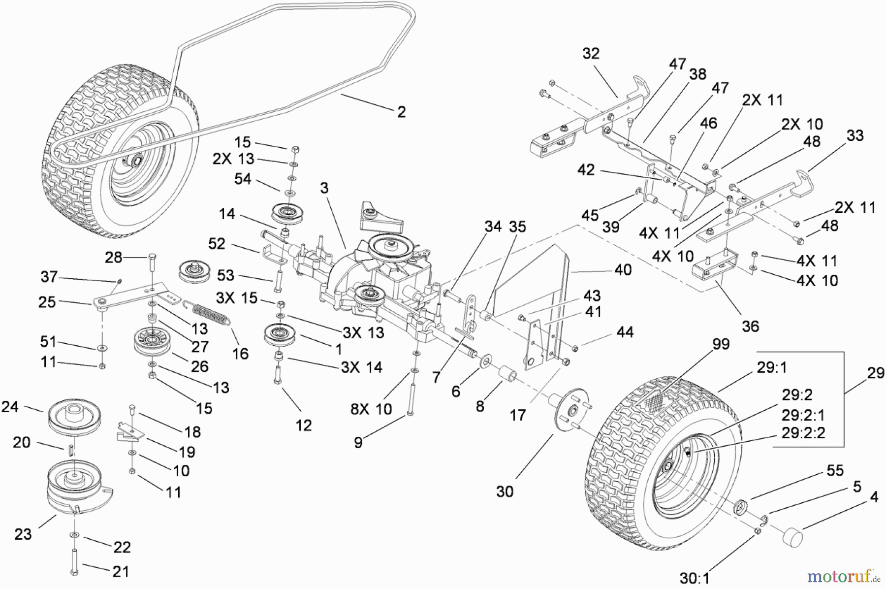  Toro Neu Mowers, Lawn & Garden Tractor Seite 1 74592 (DH 220) - Toro DH 220 Lawn Tractor, 2008 (280000529-280999999) TRANSMISSION ASSEMBLY