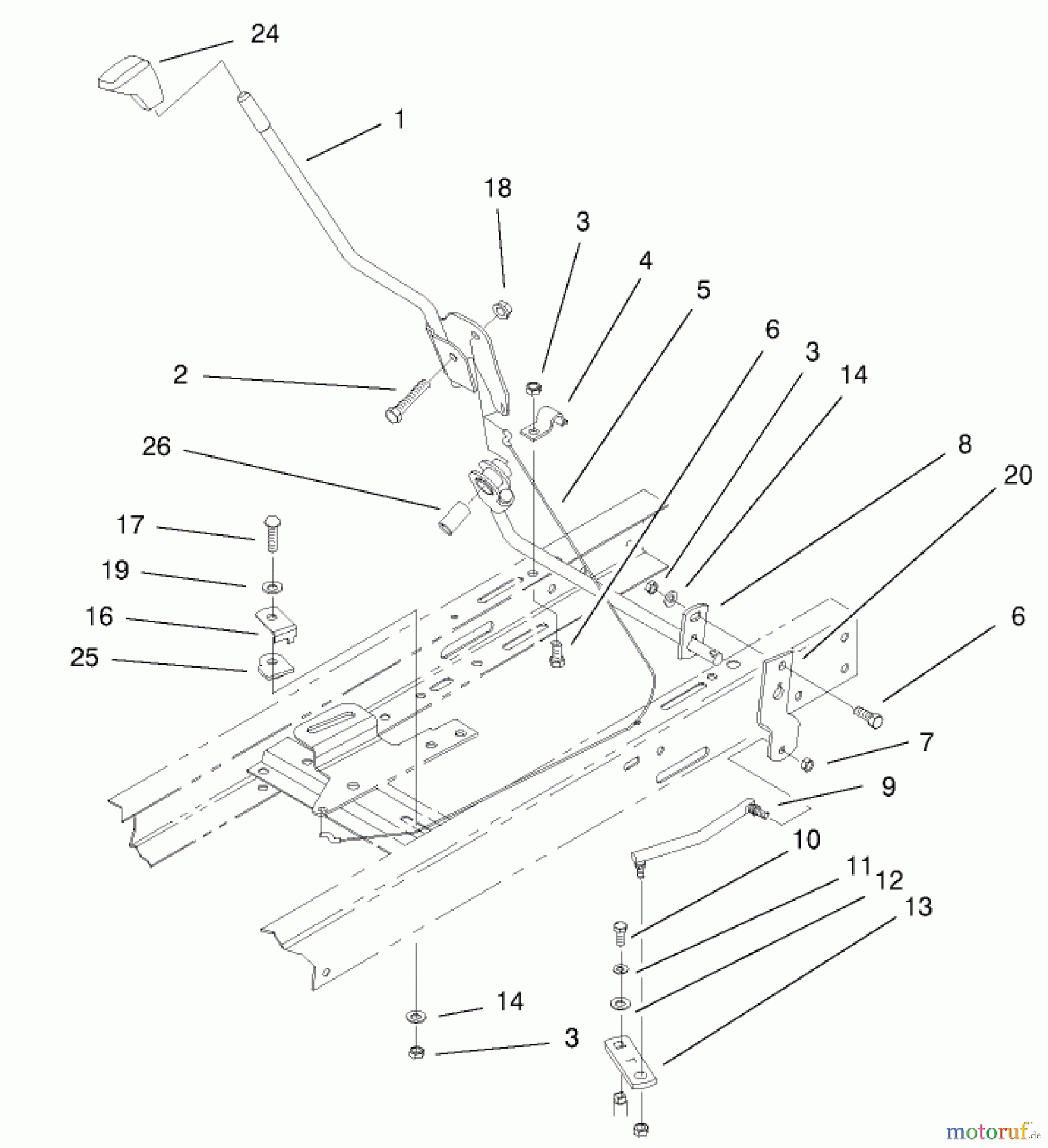  Toro Neu Mowers, Lawn & Garden Tractor Seite 1 77102 (16-38G) - Toro 16-38G Lawn Tractor, 2000 (200000001-200999999) SHIFTING COMPONENTS ASSEMBLY