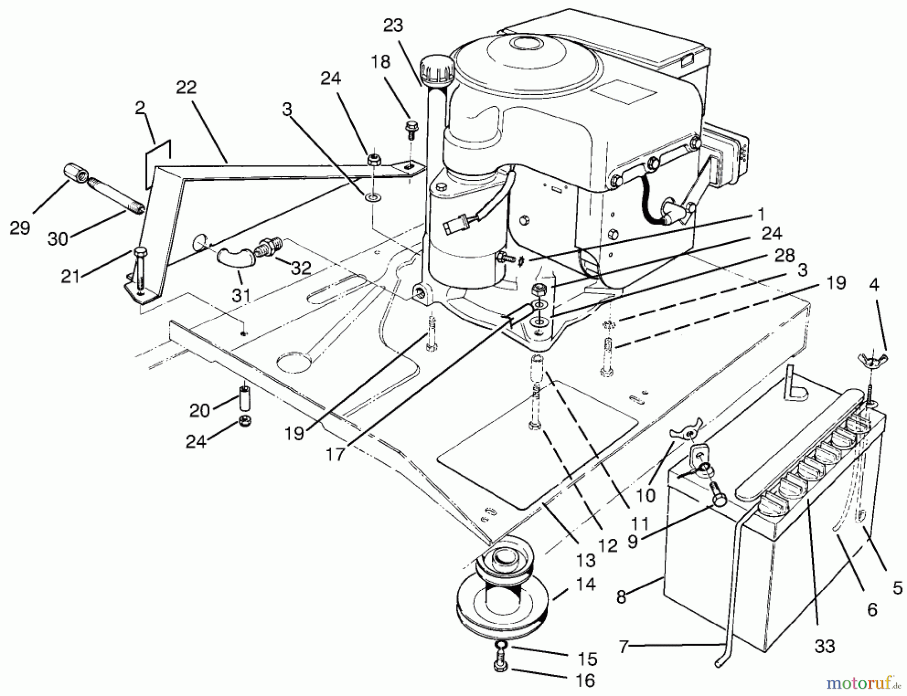  Toro Neu Mowers, Rear-Engine Rider 70060 (8-25) - Toro 8-25 Rear Engine Rider, 1995 (59000001-59999999) ENGINE ASSEMBLY