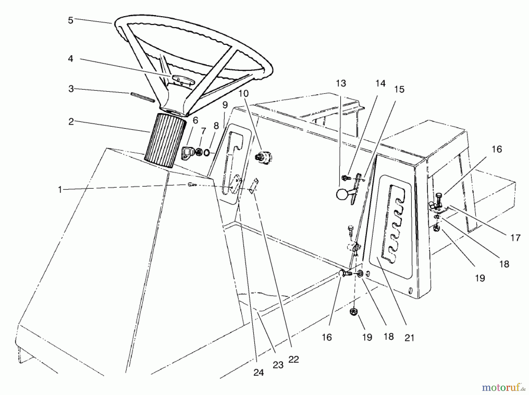  Toro Neu Mowers, Rear-Engine Rider 70082 (12-32) - Toro 12-32 Rear Engine Rider, 1998 (8900001-8999999) STEERING WHEEL, SWITCHES & DECALS