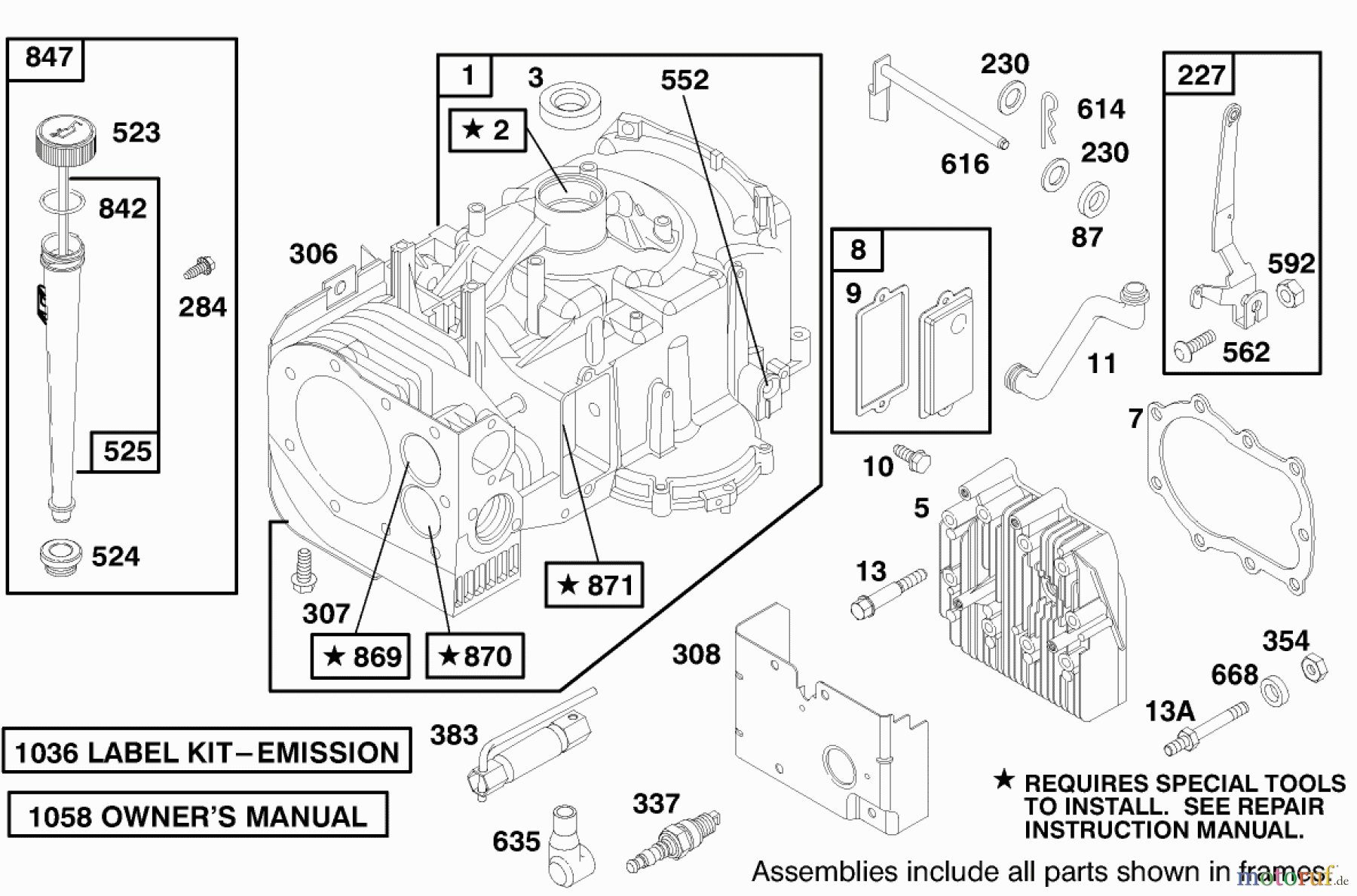 Toro Neu Mowers, Rear-Engine Rider 70084 (12-32) - Toro 12-32 Rear Engine Rider, 1998 (8900001-8999999) ENGINE BRIGGS & STRATTON MODEL 28M707-1182-E1 #1