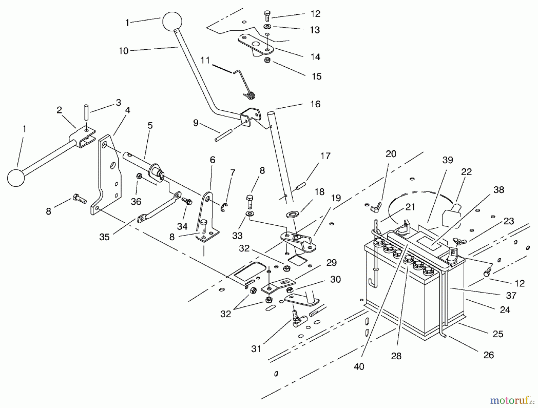  Toro Neu Mowers, Rear-Engine Rider 70084 (12-32) - Toro 12-32 Rear Engine Rider, 1998 (8900001-8999999) TRANSMISSION LINKAGE ASSEMBLY