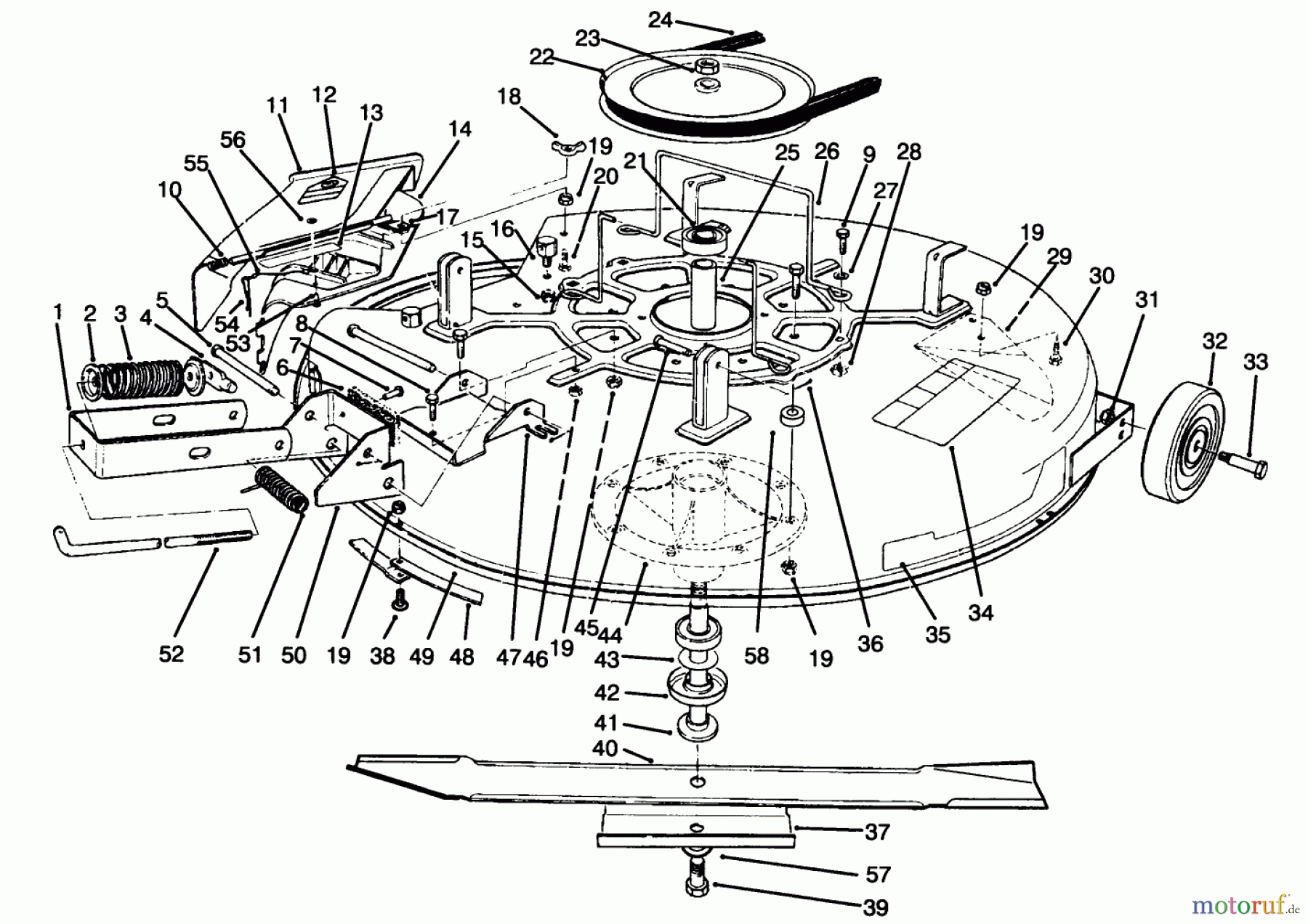  Toro Neu Mowers, Rear-Engine Rider 70141 (12-32) - Toro 12-32 Rear Engine Rider, 1994 (49000001-49999999) MOWER ASSEMBLY - RECYCLER