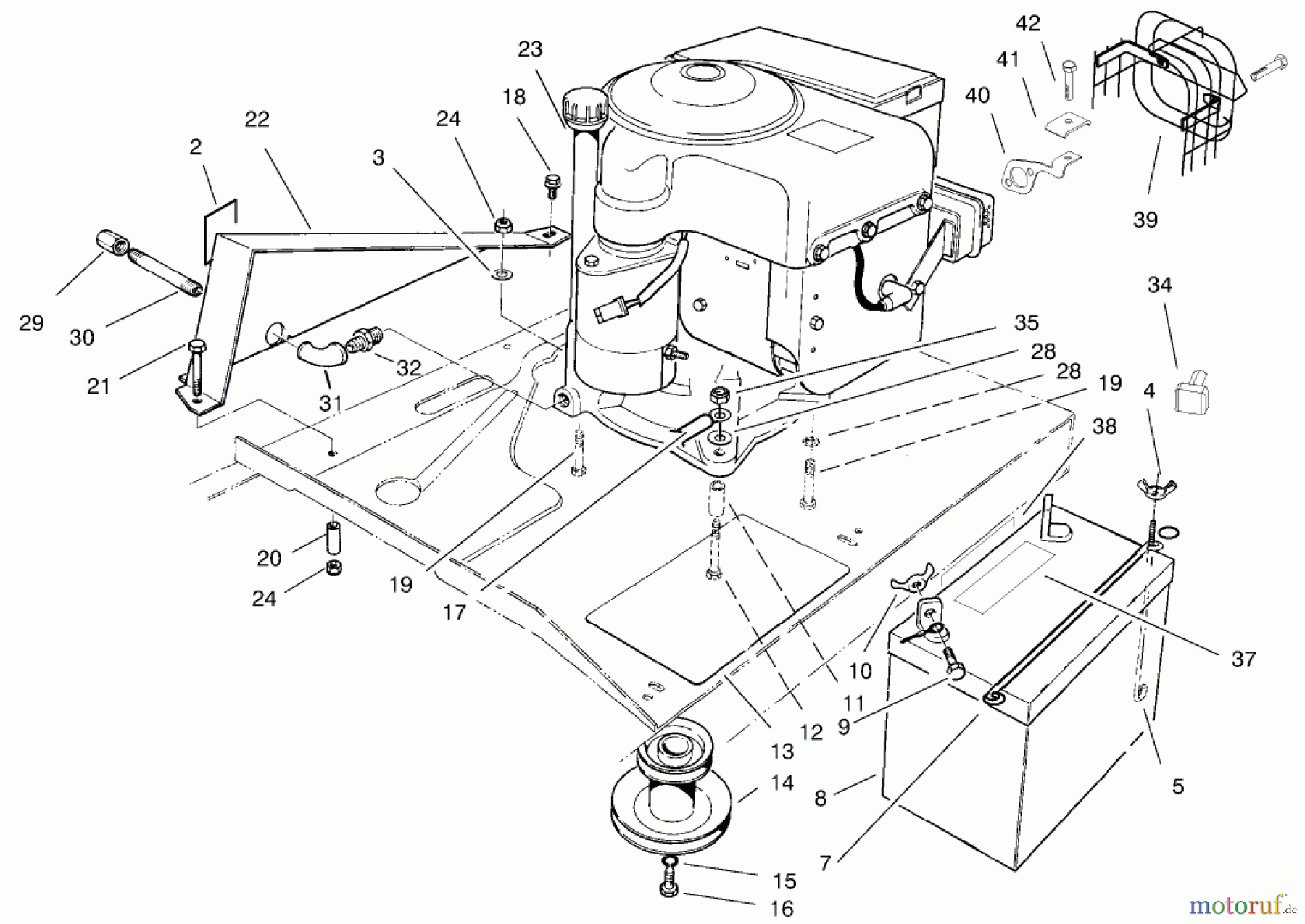  Toro Neu Mowers, Rear-Engine Rider 70122 (8-25) - Toro 8-25 Rear Engine Rider, 2001 (210000001-210999999) ENGINE ASSEMBLY
