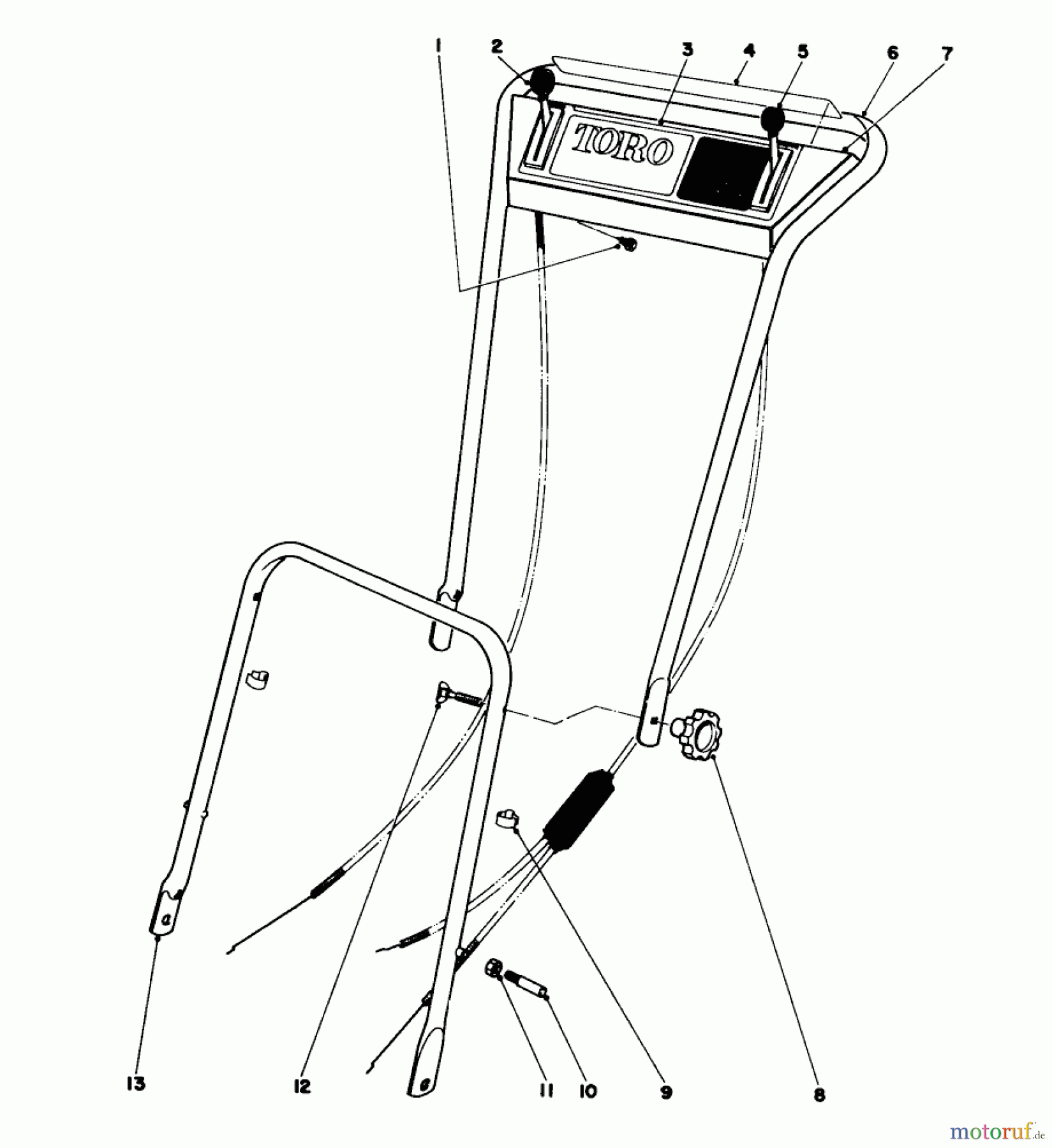  Toro Neu Mowers, Walk-Behind Seite 1 16073 - Toro Whirlwind Lawnmower, 1975 (5000001-5999999) HANDLE ASSEMBLY MODELS 16073, 16173, 16273