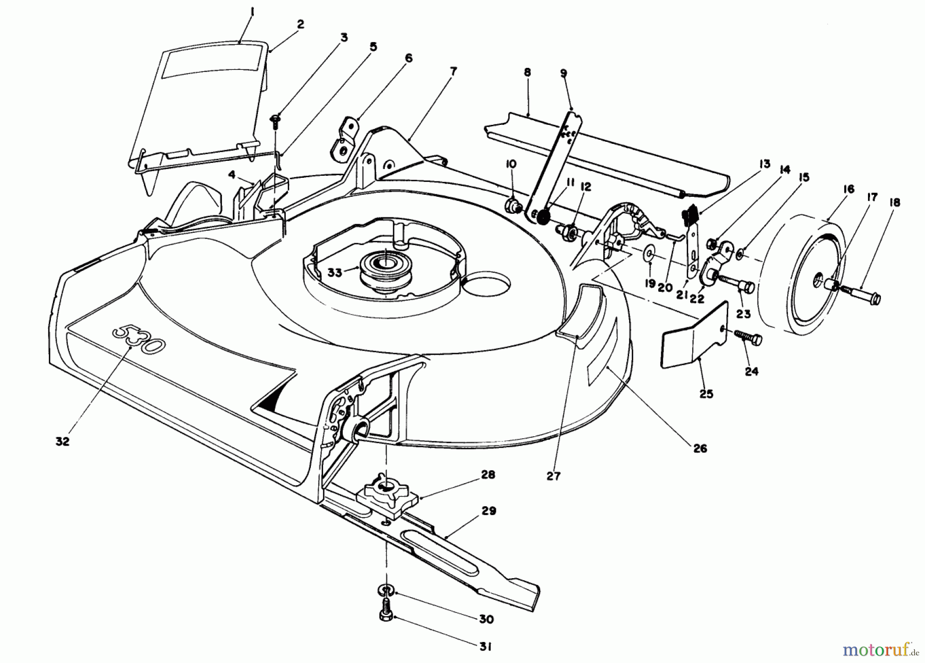 Toro Neu Mowers, Walk-Behind Seite 1 16299 - Toro Lawnmower, 1984 (4000001-4999999) HOUSING ASSEMBLY