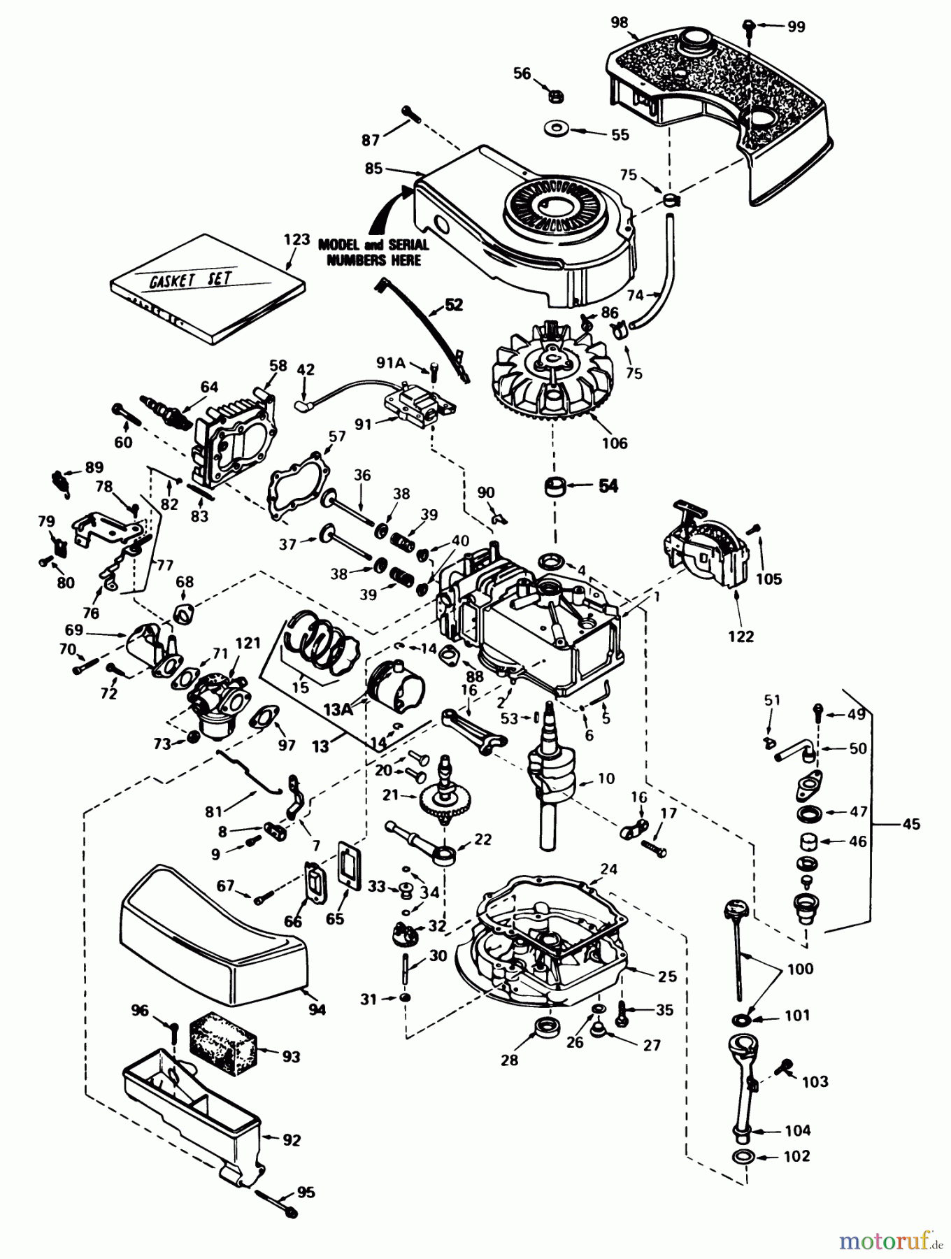  Toro Neu Mowers, Walk-Behind Seite 1 16299 - Toro Lawnmower, 1985 (5000001-5999999) ENGINE TECUMSEH MODEL NO. TNT 100-10086E