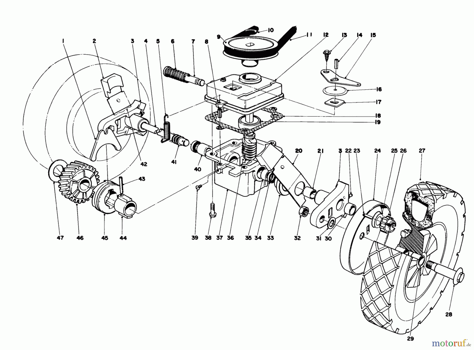  Toro Neu Mowers, Walk-Behind Seite 1 16320 - Toro Lawnmower, 1982 (2000001-2999999) GEAR BOX ASSEMBLY