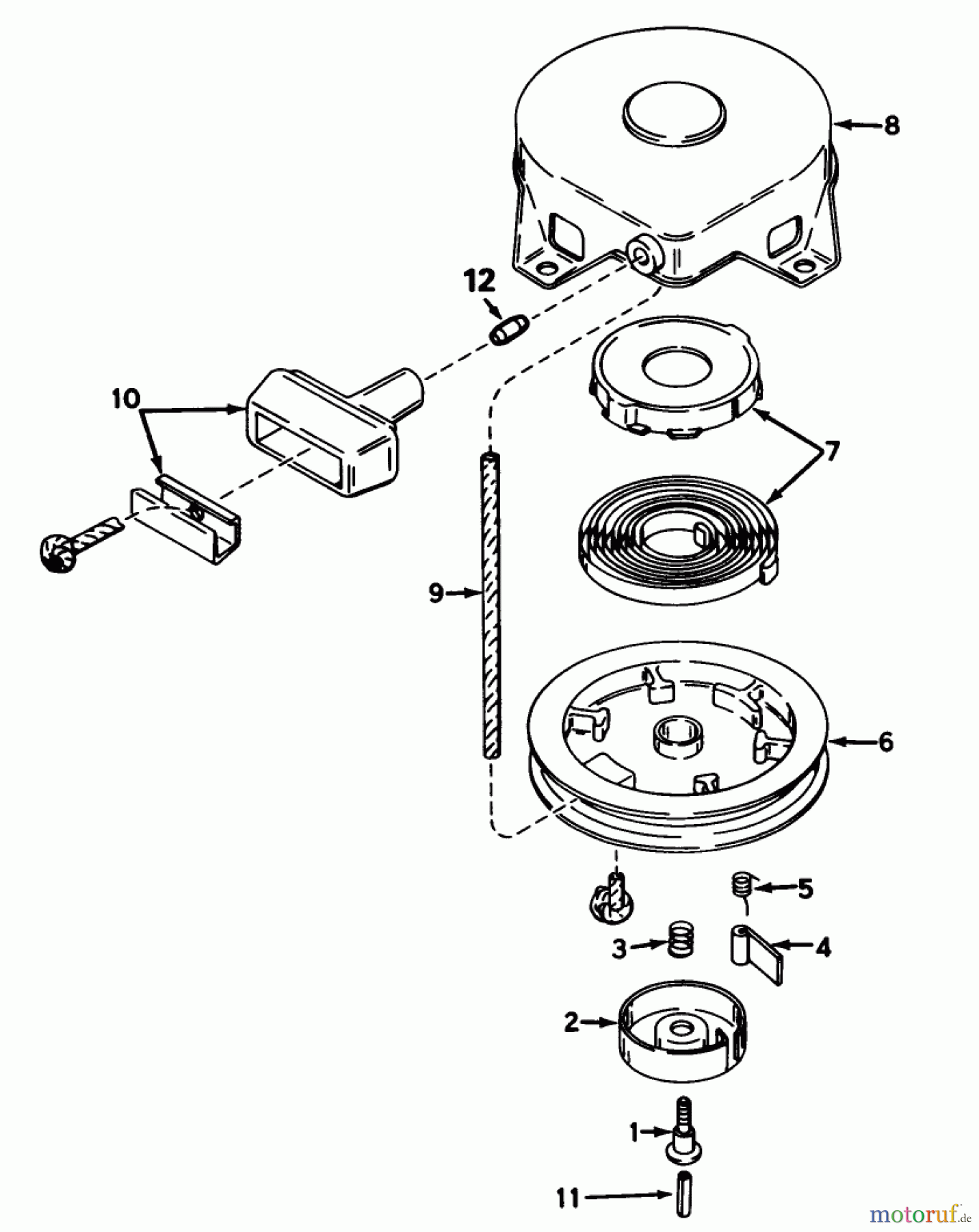  Toro Neu Mowers, Walk-Behind Seite 1 16775 - Toro Lawnmower, 1987 (7000001-7999999) REWIND STARTER NO. 590420A (USED ON UNITS WITH SERIAL NO. 7000001-7001847)