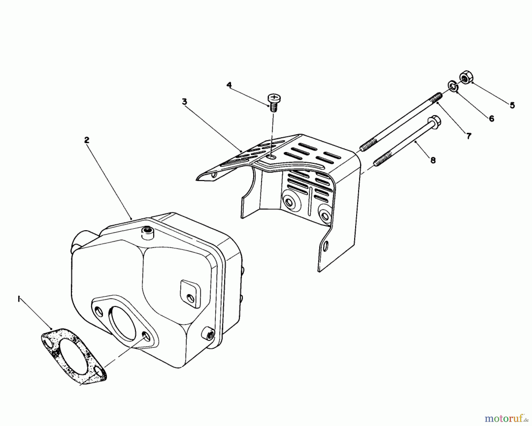  Toro Neu Mowers, Walk-Behind Seite 1 16780 - Toro Lawnmower, 1983 (3000001-3999999) MUFFLER ASSEMBLY
