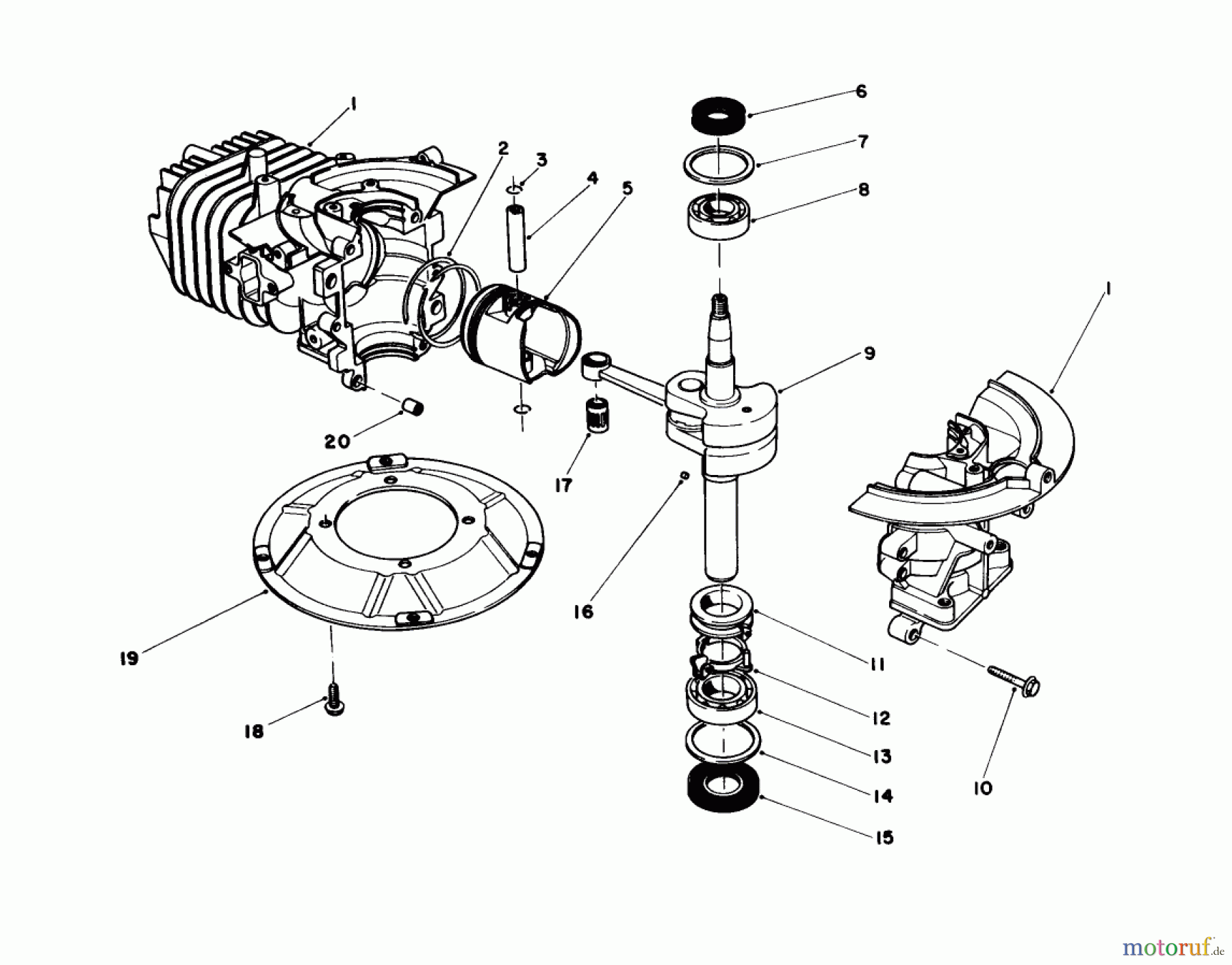  Toro Neu Mowers, Walk-Behind Seite 1 16785 - Toro Lawnmower, 1986 (6000001-6999999) CRANKSHAFT ASSEMBLY ENGINE 47PE4 (USED ON UNITS WITH SERIAL NO. 6000101-6004101) ENGINE 47PF5 (USED ON UNITS WITH SERIAL NO. 600