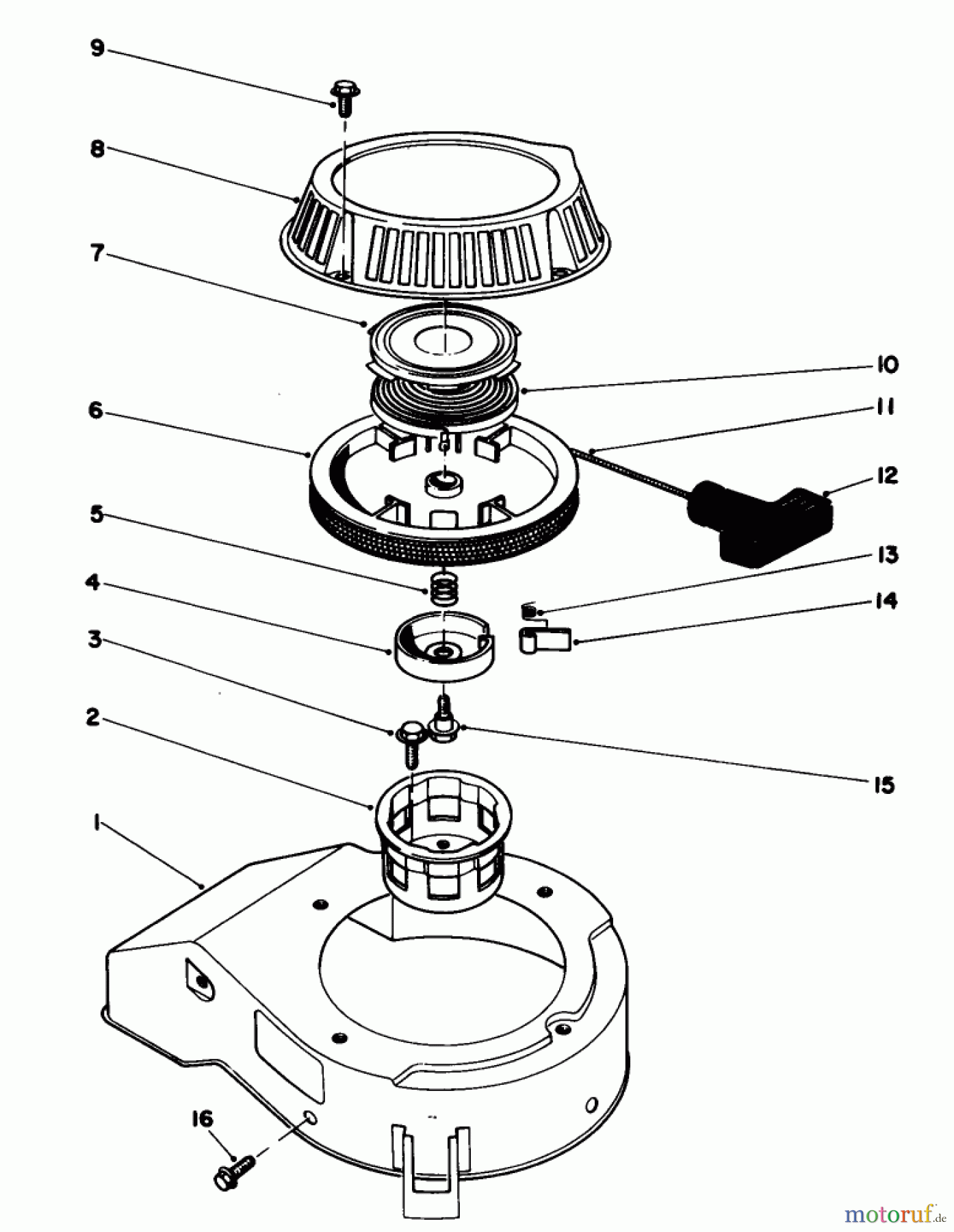  Toro Neu Mowers, Walk-Behind Seite 1 16785 - Toro Lawnmower, 1987 (7000001-7999999) RECOIL ASSEMBLY (ENGINE NO. 47PF5) (ENGINE NO. 47PG6)