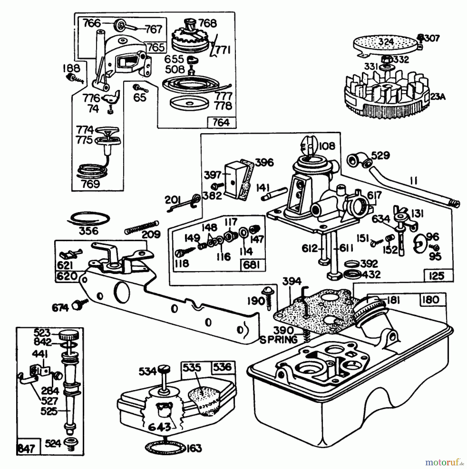  Toro Neu Mowers, Walk-Behind Seite 1 16890 - Toro Lawnmower, 1980 (0000001-0999999) CARBURETOR ASSEMBLY BRIGGS & STRATTON MODEL NO. 92908-2055-01