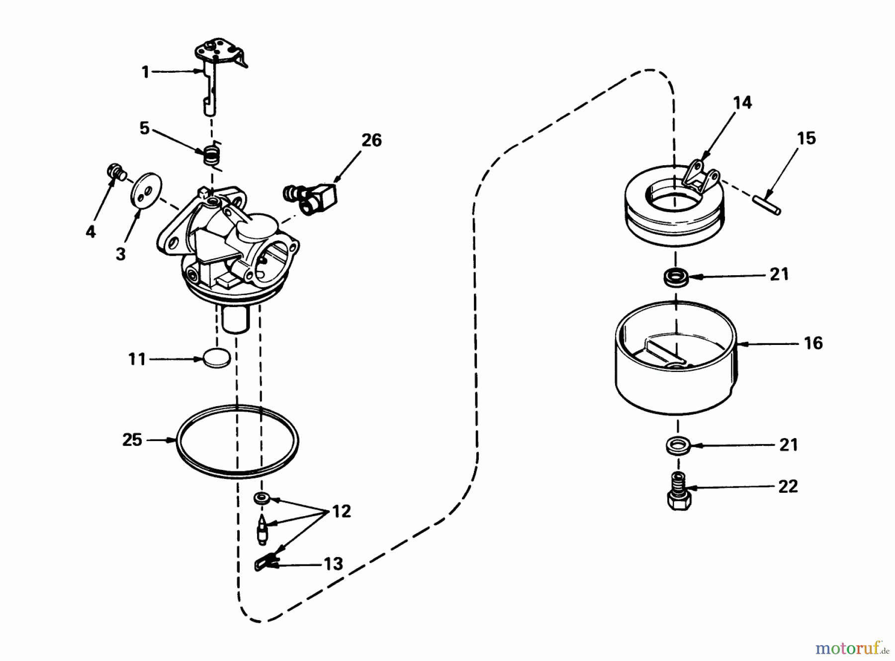  Toro Neu Mowers, Walk-Behind Seite 2 21500 - Toro Guardian Lawnmower, 1975 (5000001-5999999) CARBURETOR NO. 631784