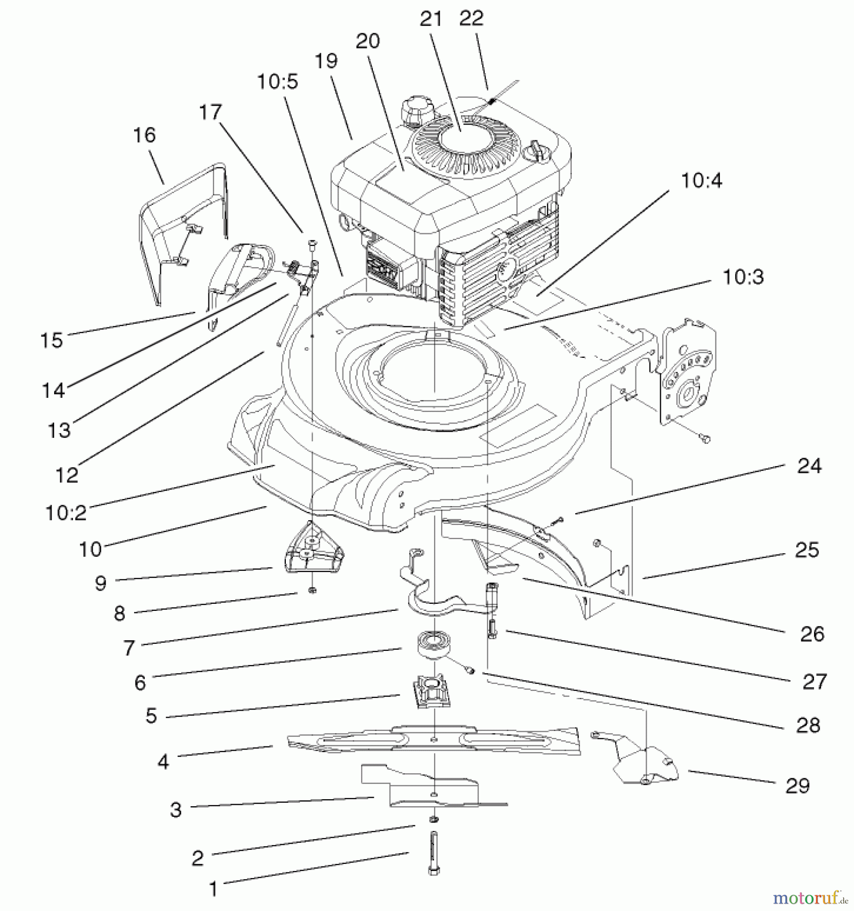  Toro Neu Mowers, Walk-Behind Seite 1 20027 (R-21OSB) - Toro Recycler Mower, R-21OSB, 2001 (210000001-210999999) ENGINE ASSEMBLY