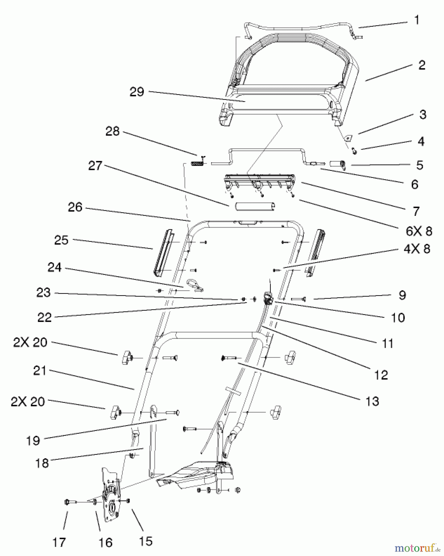  Toro Neu Mowers, Walk-Behind Seite 1 20035 (R-21SE) - Toro Recycler Mower, R-21SE, 2001 (210000001-210999999) HANDLE ASSEMBLY