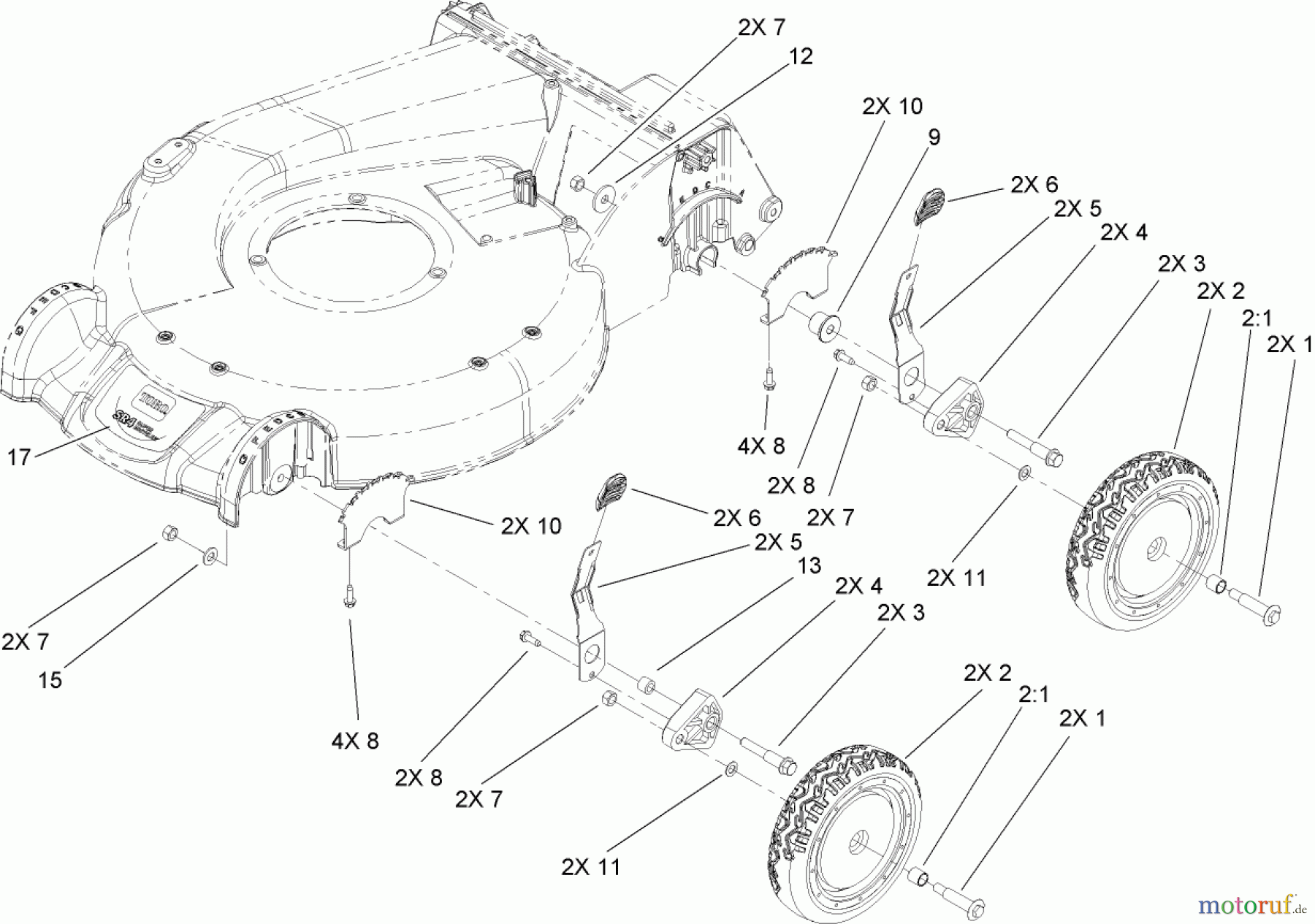  Toro Neu Mowers, Walk-Behind Seite 1 20053 - Toro Super Recycler Lawn Mower, 2006 (260000001-260999999) HEIGHT-OF-CUT ASSEMBLY