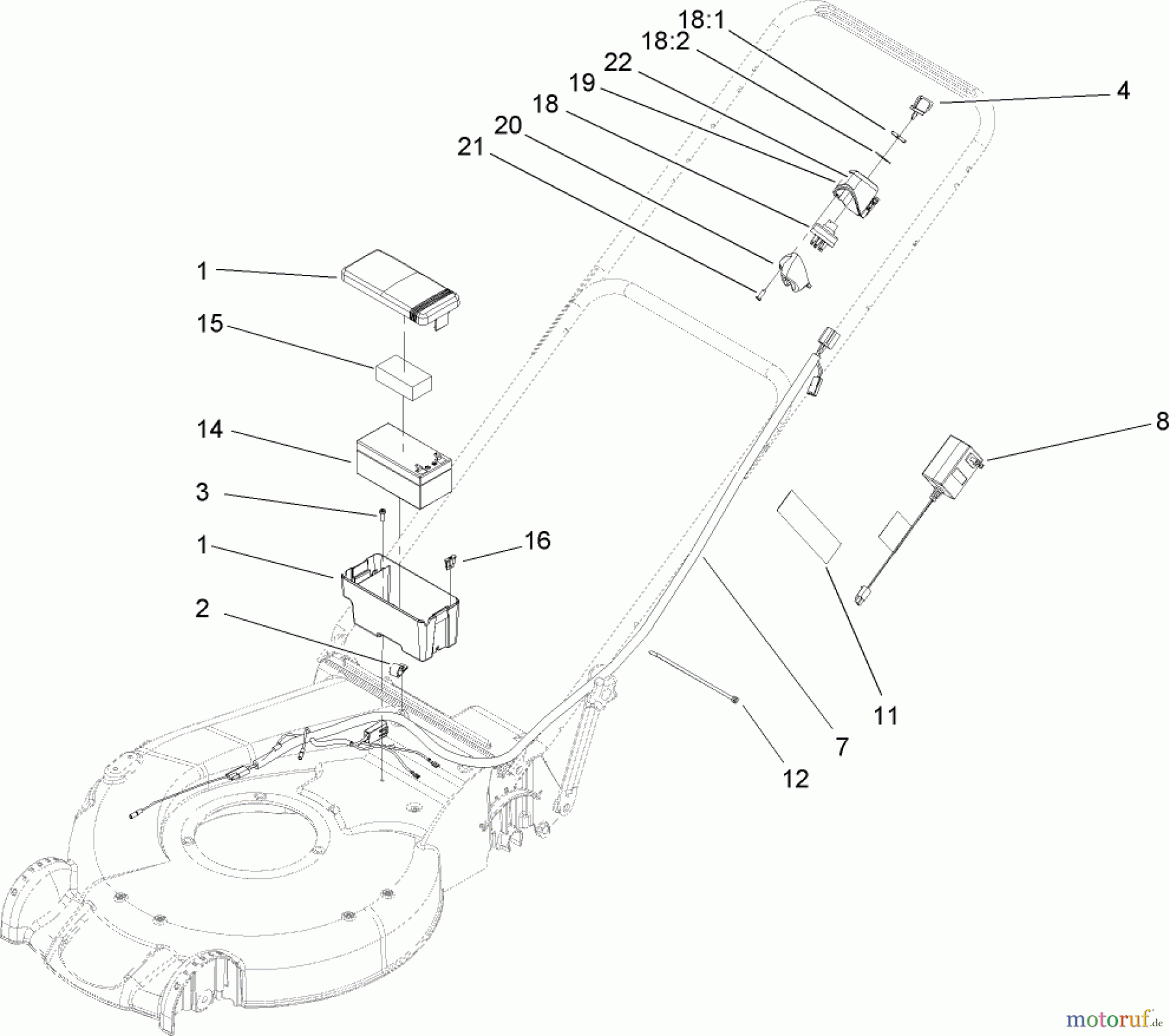  Toro Neu Mowers, Walk-Behind Seite 1 20058 - Toro Super Recycler Lawn Mower, 2005 (250000001-250999999) ELECTRIC START ASSEMBLY