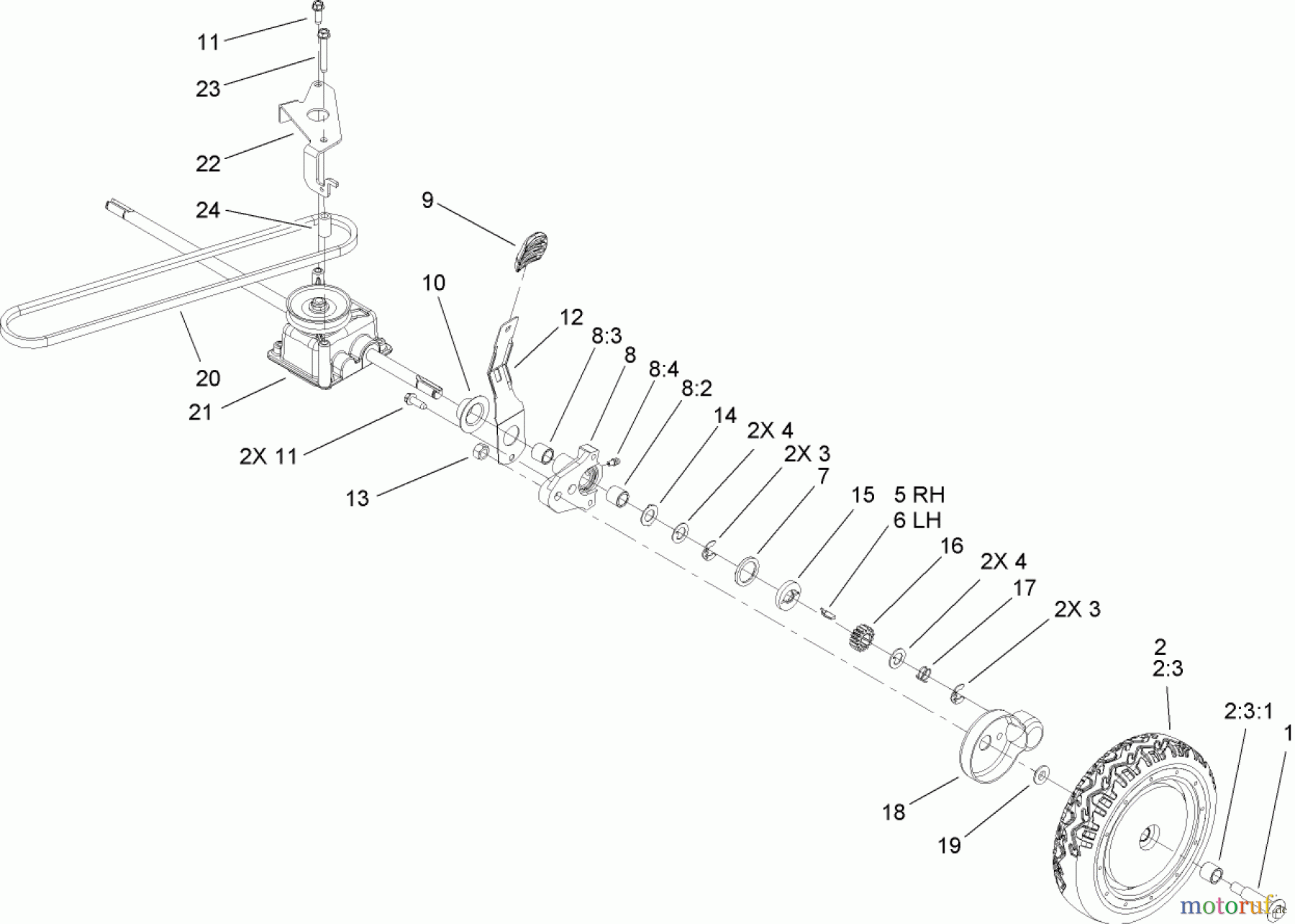  Toro Neu Mowers, Walk-Behind Seite 1 20095C - Toro Super Recycler Lawn Mower, 2008 (280000001-280999999) TRANSMISSION ASSEMBLY