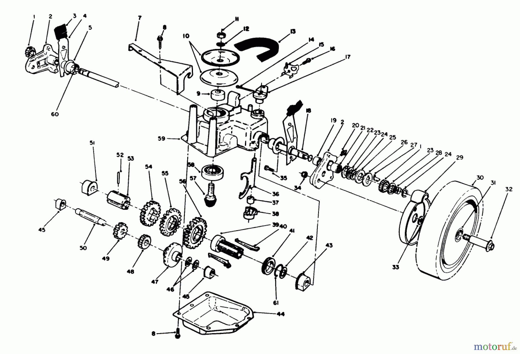  Toro Neu Mowers, Walk-Behind Seite 1 20210 - Toro Lawnmower, 1991 (1000001-1999999) GEAR CASE ASSEMBLY