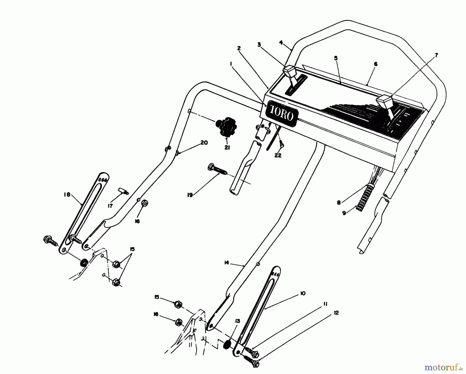  Toro Neu Mowers, Walk-Behind Seite 1 20327B - Toro Lawnmower, 1992 (2000001-2999999) HANDLE ASSEMBLY