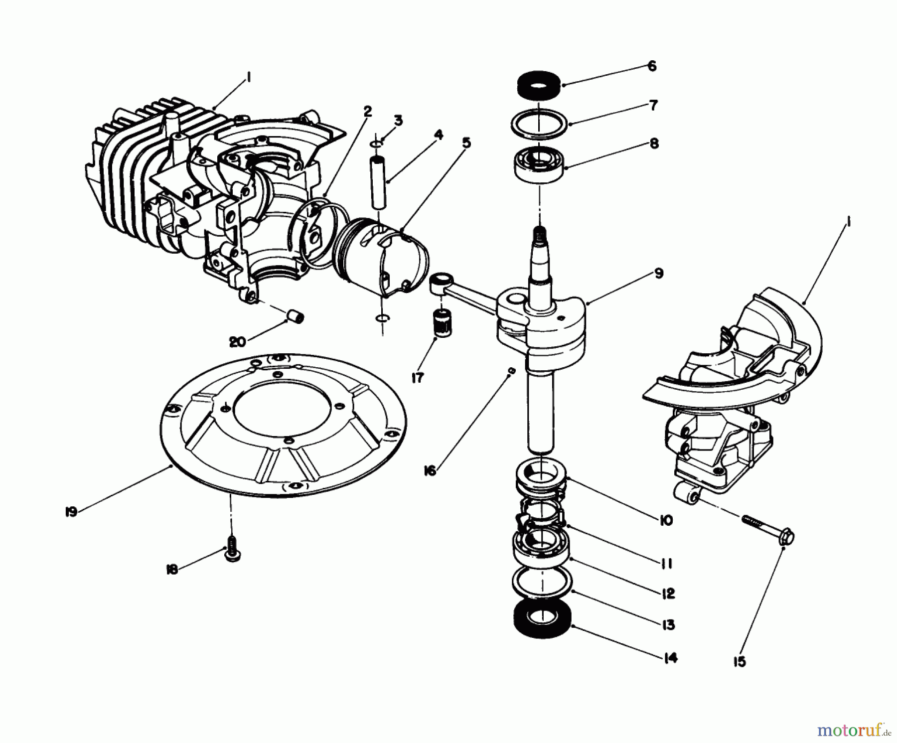  Toro Neu Mowers, Walk-Behind Seite 1 20329 - Toro Lawnmower, 1992 (2000001-2999999) CRANKSHAFT ASSEMBLY (ENGINE MODEL NO. 47PM1-2)(SERIAL NO. 2000001-2005000)
