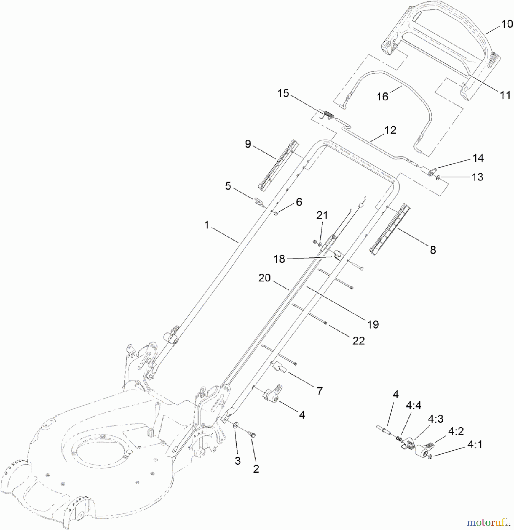  Toro Neu Mowers, Walk-Behind Seite 1 20384 - Toro Super Recycler Lawn Mower, 2012 (SN 312000001-312999999) HANDLE ASSEMBLY