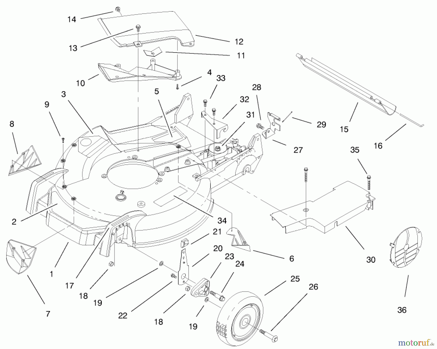  Toro Neu Mowers, Walk-Behind Seite 1 20464 - Toro Super Recycler Lawnmower, 1997 (7900001-7999999) HOUSING ASSEMBLY